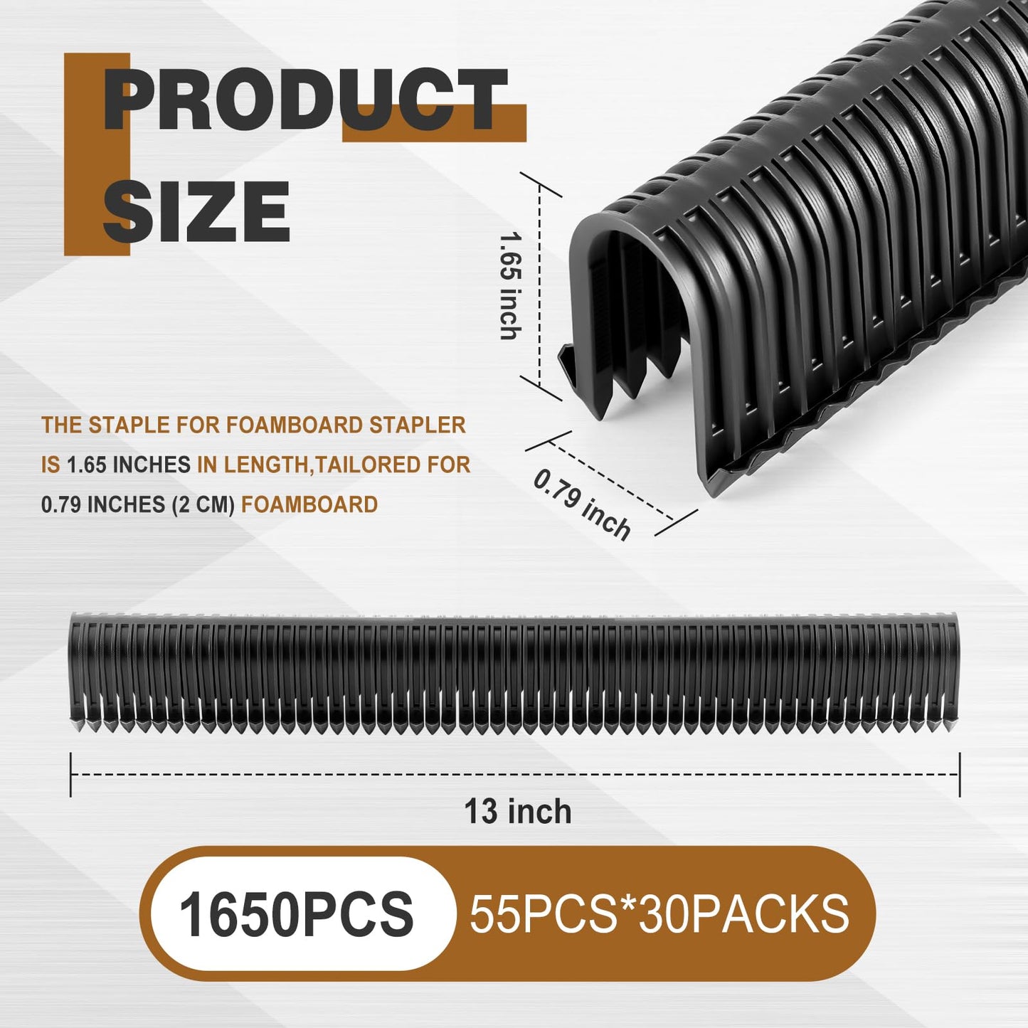 Beeveer 1650 Pcs Pex Pipe Staple for Foamboard Stapler 1.65″ Staples for 1″ and 2″ Foam Board, Binding Various Floor Heating Pipes, Black (Pex Stapler Not Included)