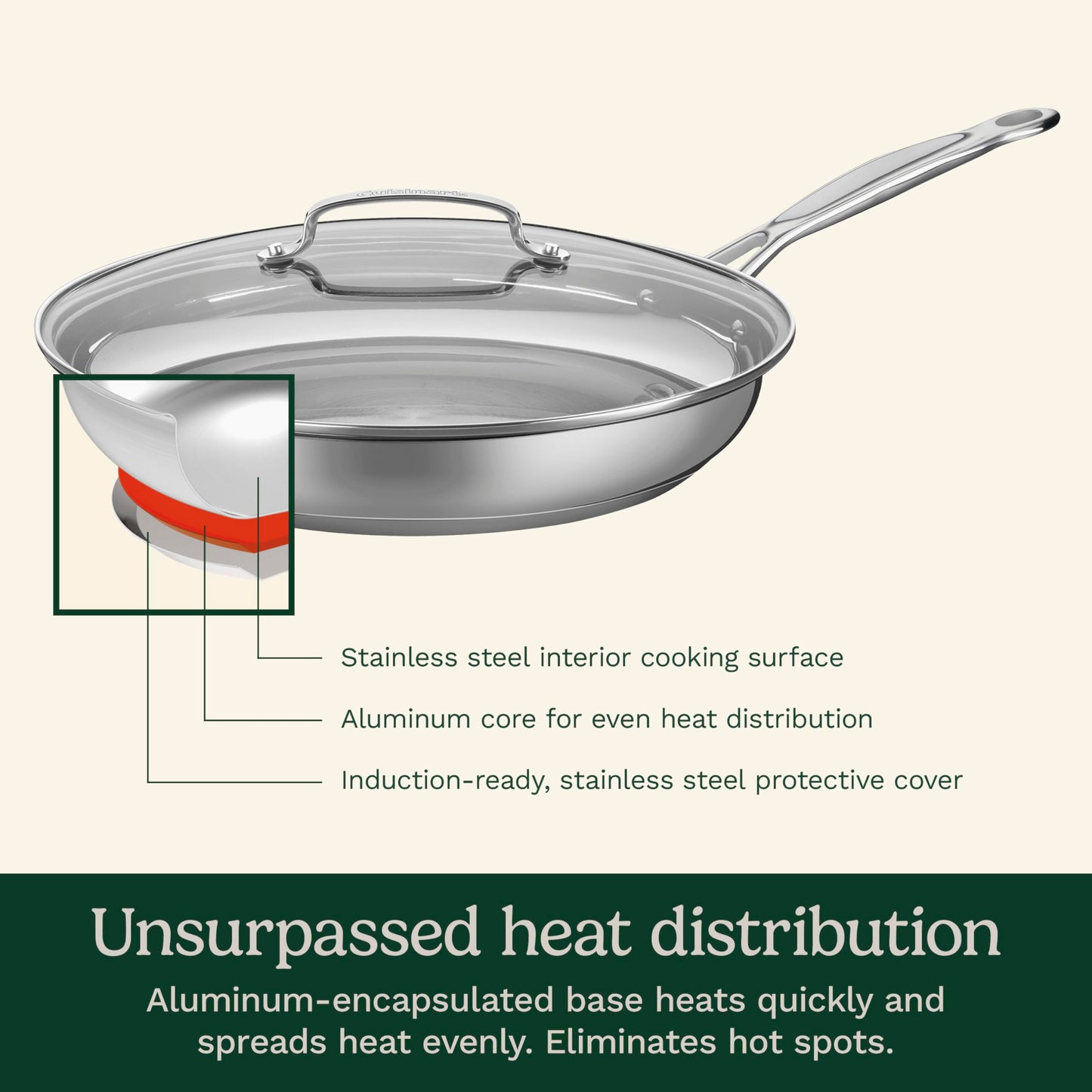 Cuisinart 12 Inch Skillet with Glass Cover, Chef's Classic Collection, 722-30G