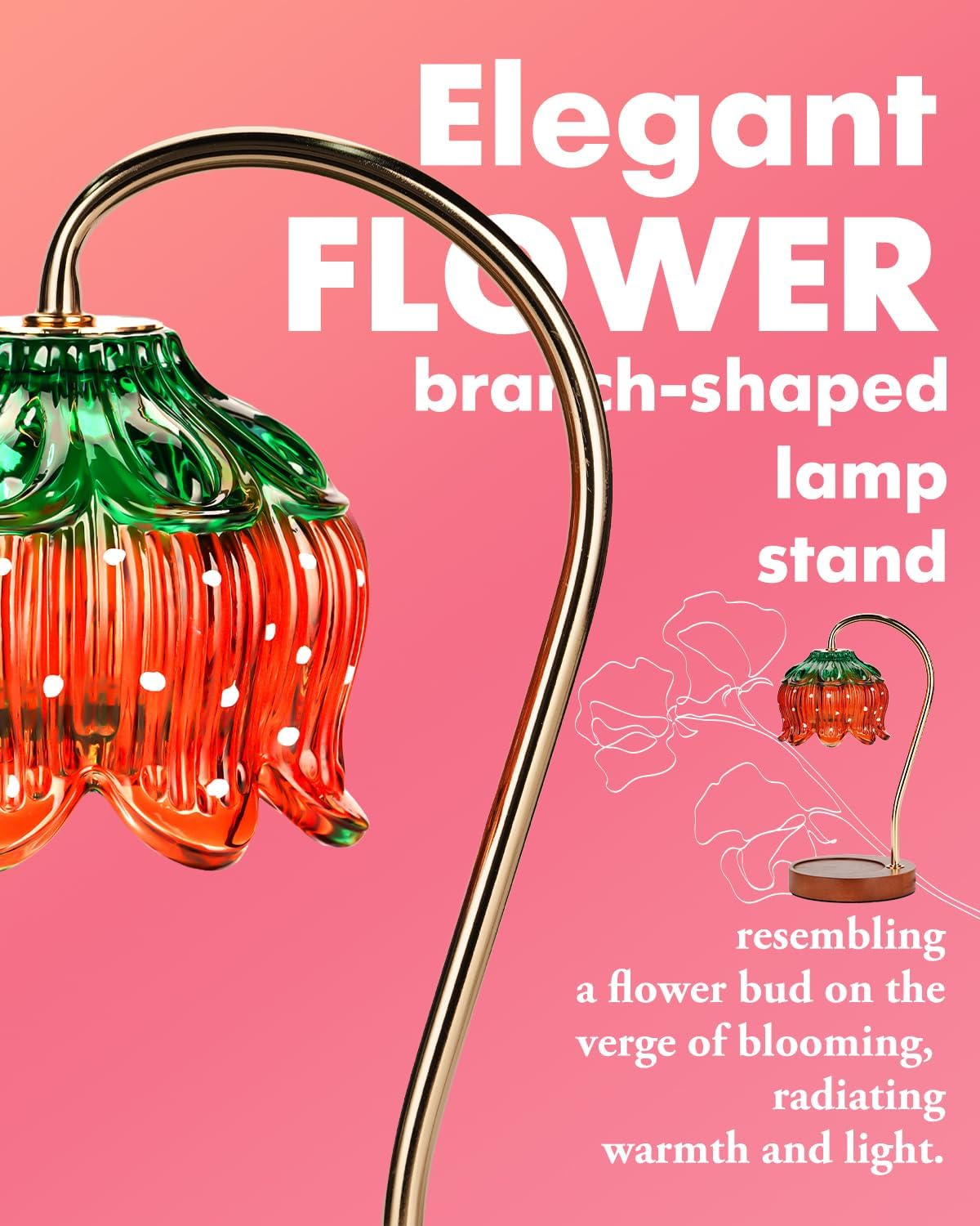 Funistree Flower Candle Warmer Lamp with Timer, Dimmable Candle Lamp Warmer, Christmas Birthday Gifts for Women Mom Her, House Warming for Home Decor, Lotus Wax Warmer for Yankee Candles-Strawberry