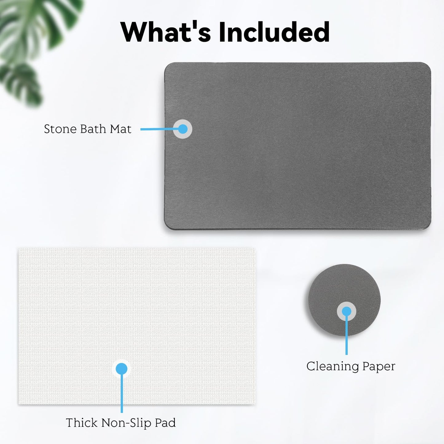 Realion Stone Bath Mat, Dries Quickly, Non-Slip Diatomaceous Earth Bath Mats for Bathroom, Super Absorbent Stone Shower Mat, Easy to Clean, 23.5" x 15.5" Dark Gray