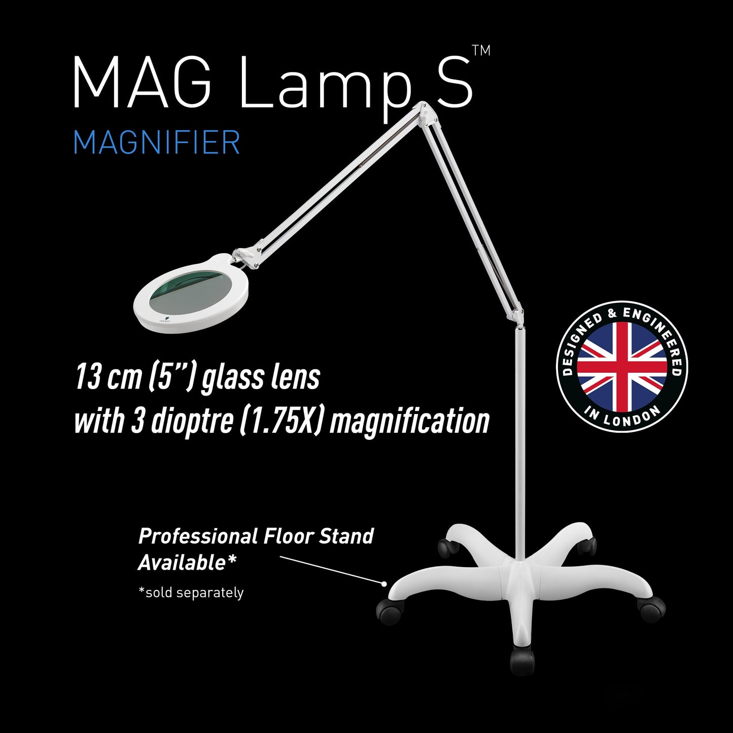 Magnifying Lamp S - Clip On Magnifier Lamp for Nail Salons, Tattoo Artists, Reading & Detailed Work - Dimmable Mag Lamp