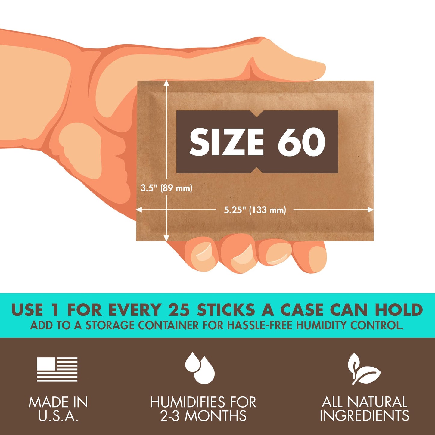 Boveda For Seasoning Two-Way Humidity Control Packs – 84% RH to Season Wood Humidifier Boxes – Size 60 – 12 Pack – Individually Wrapped Seasoning Packets