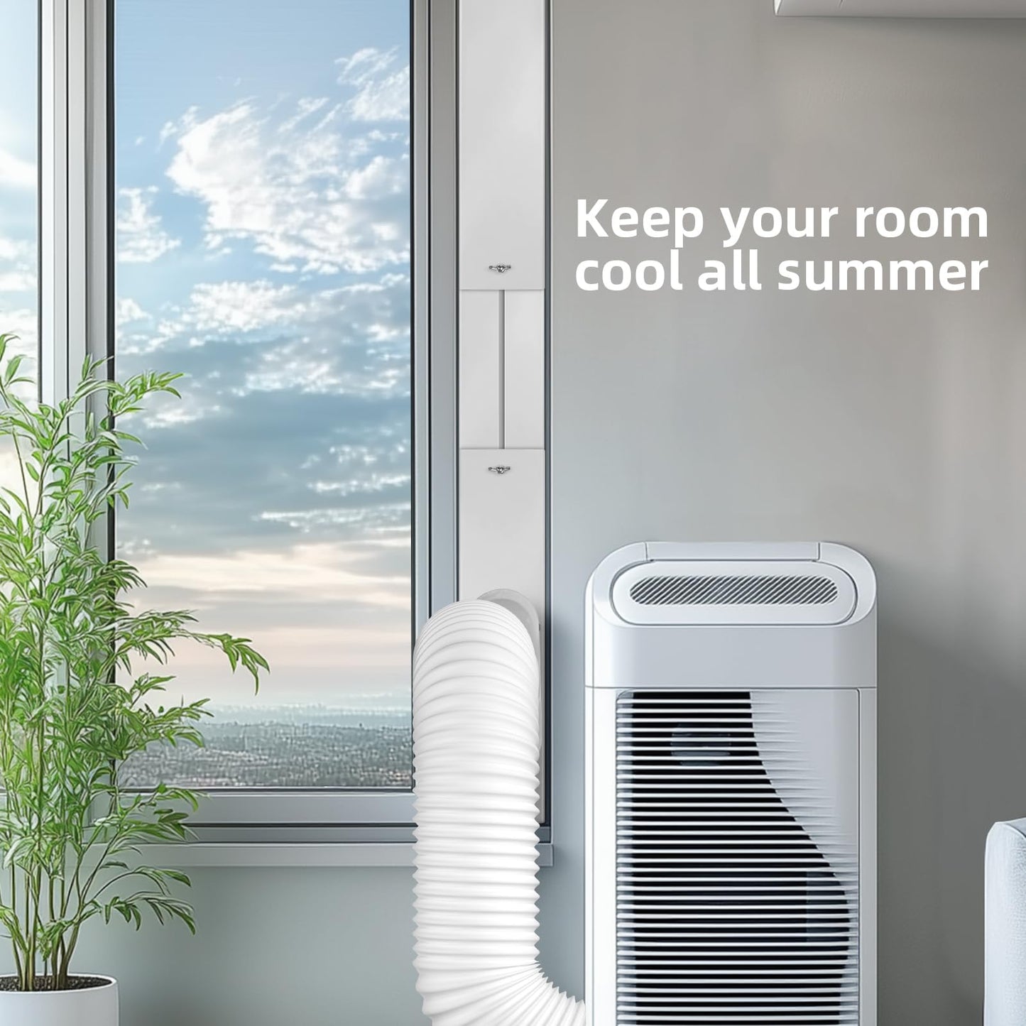 cocobeen Portable Air Conditioner Window Kit - Adjustable Universal Window Seal AC Vent Kit with 5.9” Exhaust Hose for Sliding Vertical/Horizontal Windows