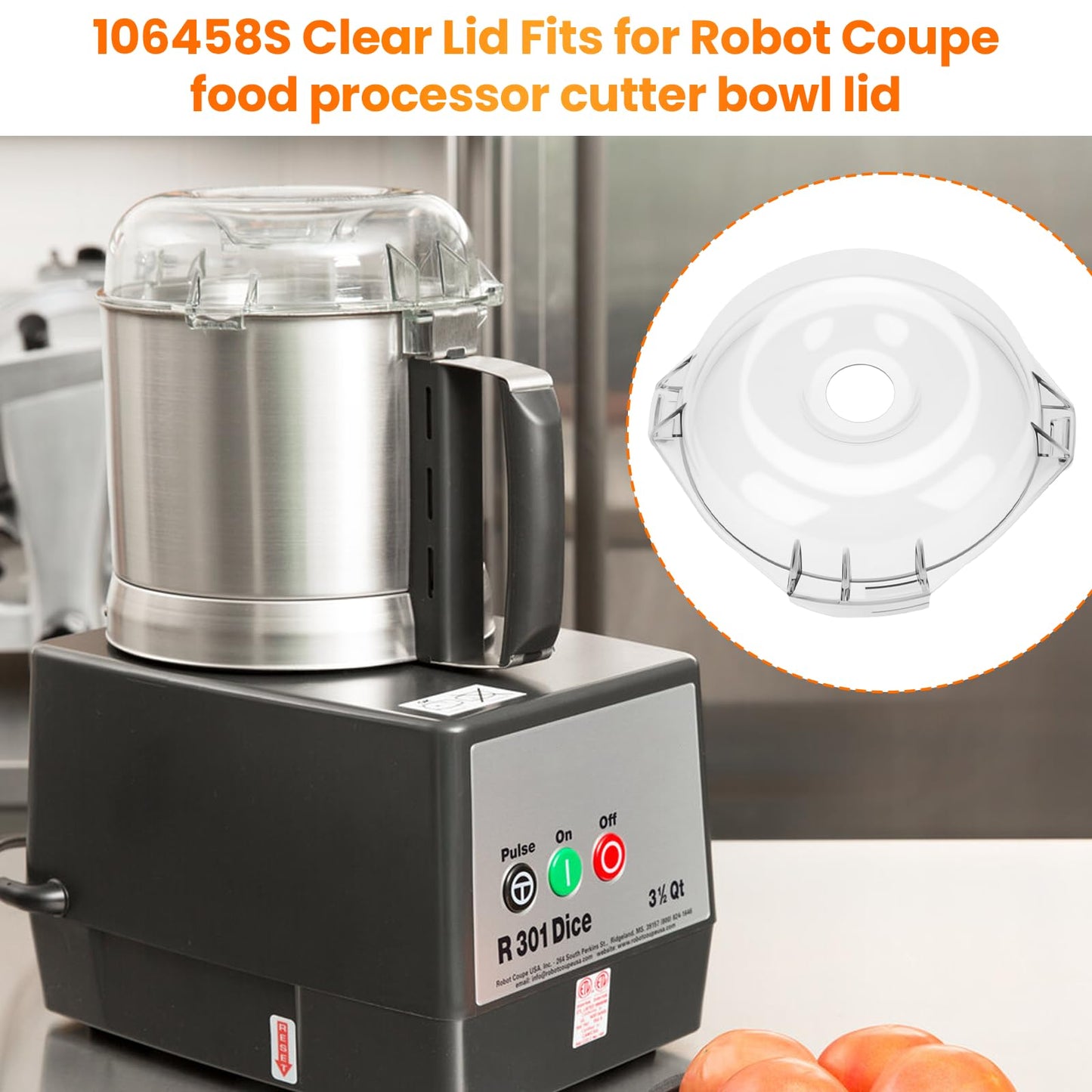 106458S Cutter Bowl Lid for Robot Coupe R2 R2B R2N,R2 Dice,R101B Food Processors,106458S Food Processor Cover Replacement for Robot R2 Top Lid Coupe Food Processor Lid