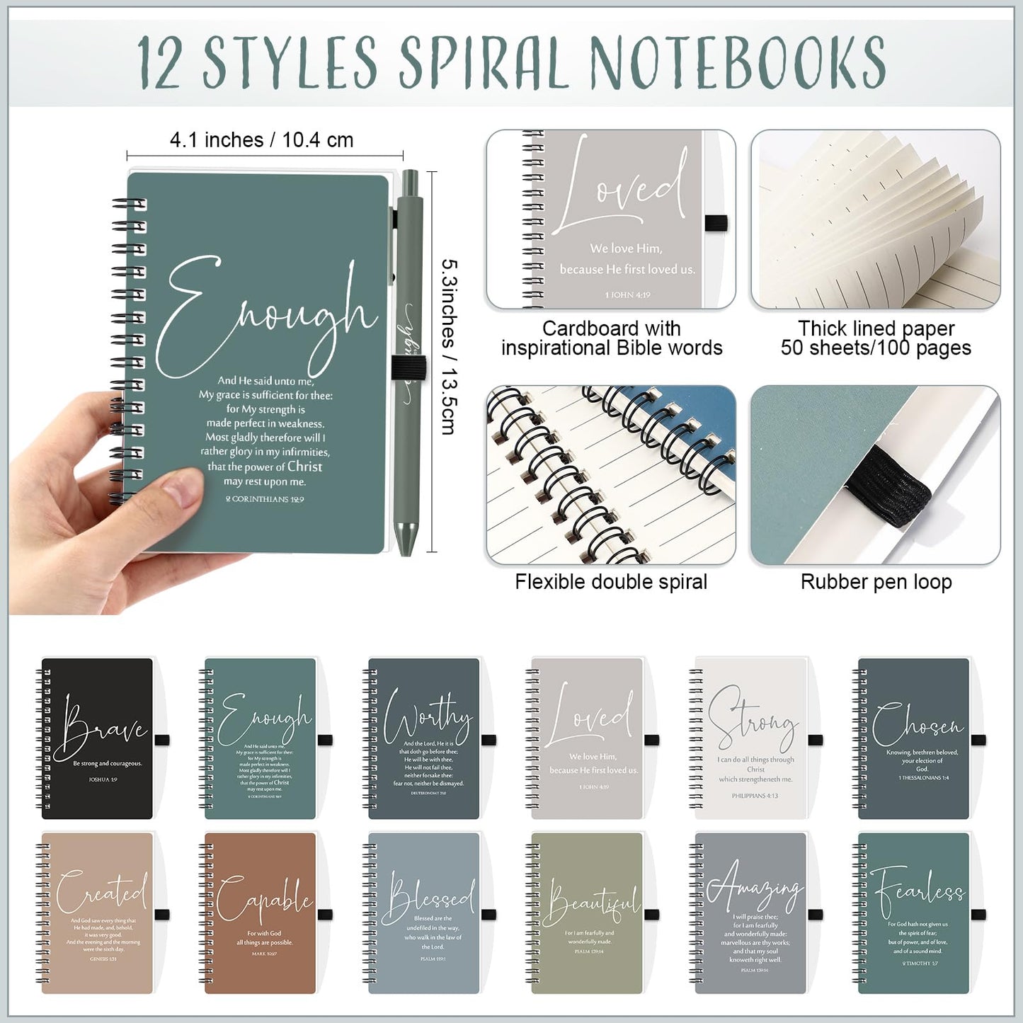 Kosiz 24 Sets Christian Gifts Bulk Christian Notebooks with Pens Inspirational Prayer Journals Bulk A6 Spiral Small Notepads for Women Men Church Members Bible Study Groups (Boho Color)