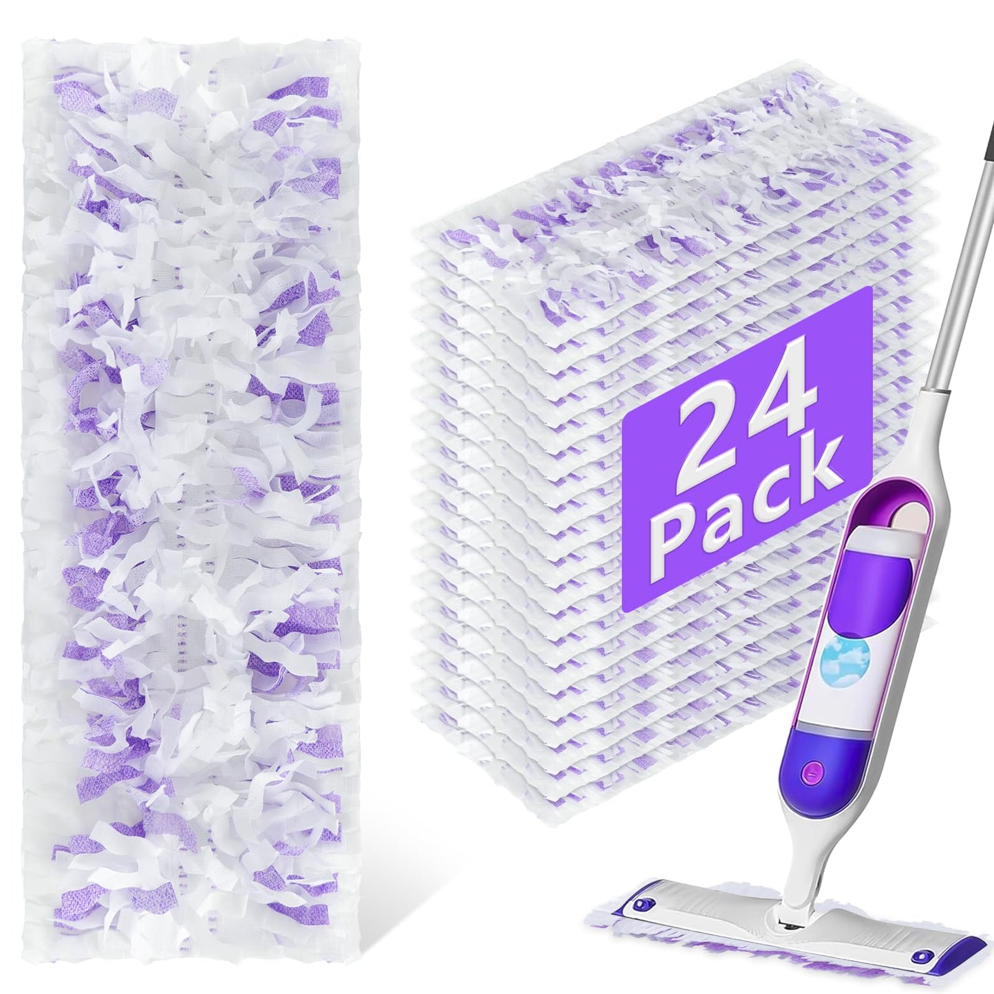 24 Pack Power Mop Refills Pads for Swiffer PowerMop，Swifter Wet Pads Refill for Swiffer,Unscented&Thickened Mopping Pads Replacement Pads for Multi-Surface &Wood Floor Cleaning