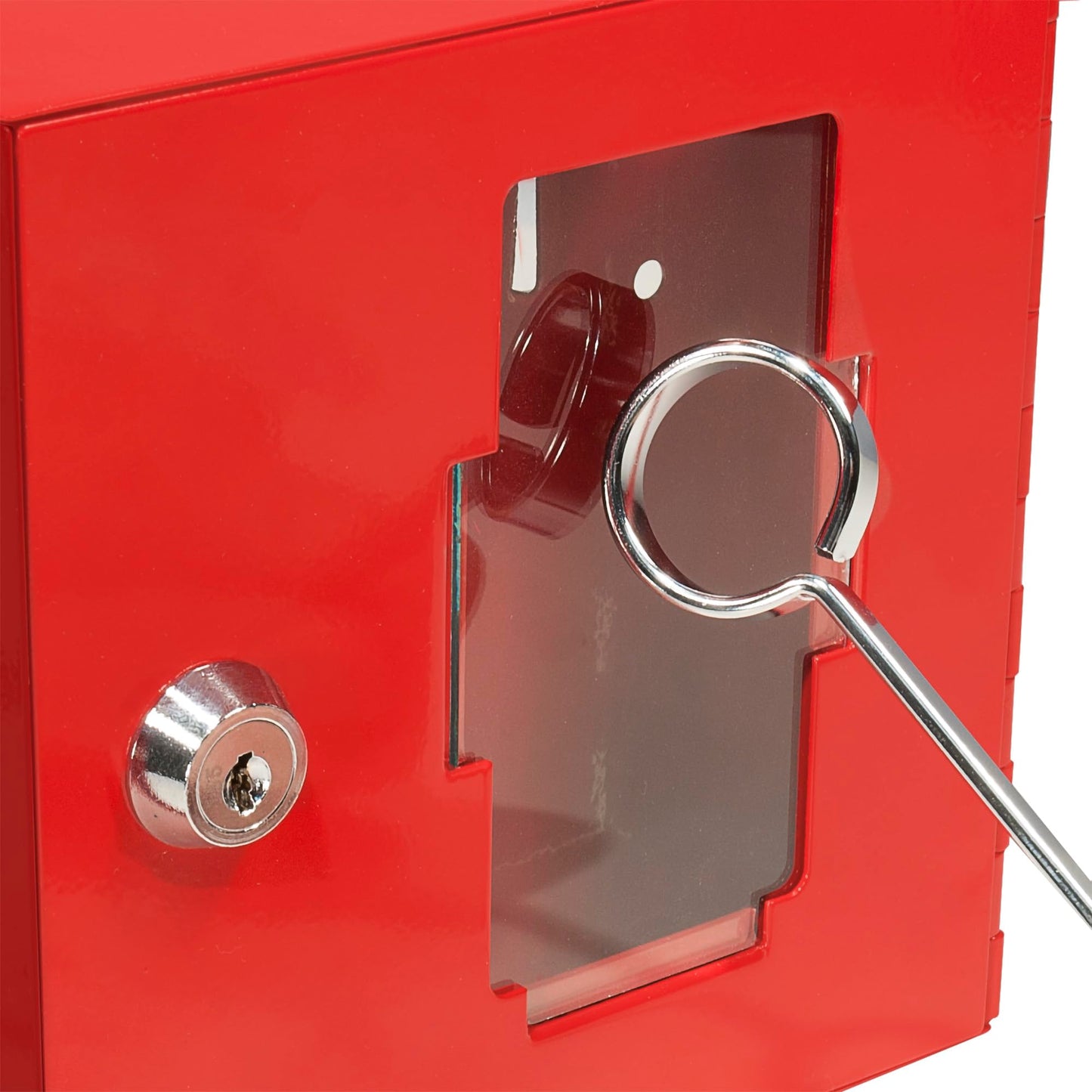 Barska Emergency Key Box with Breakable Glass and Hammer – Bright Red Steel Key Lock Box for Restricted Access – Wall Mount with Pre-Drilled Holes – Ideal for Home or Office Security