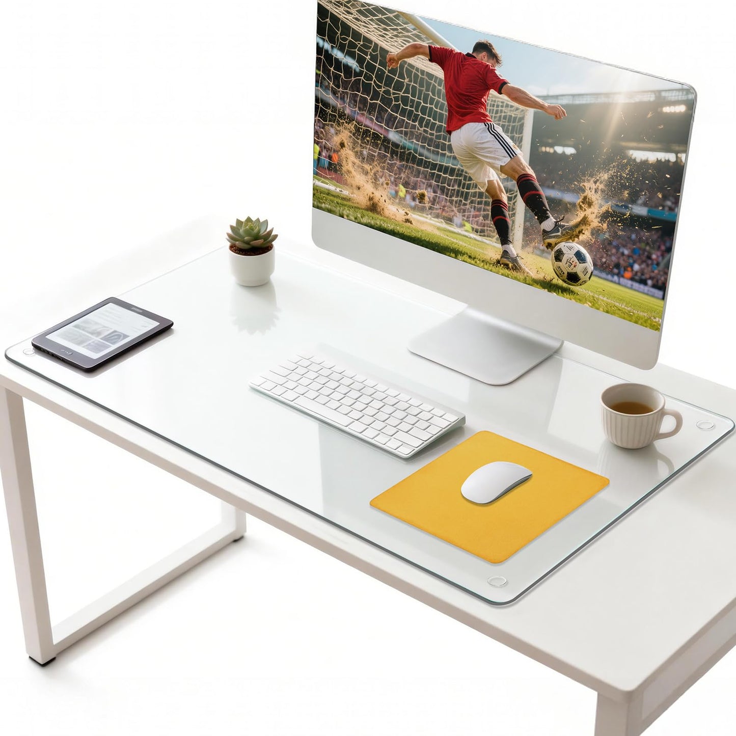 Hifogang Tempered Glass Desk Pad to Protect Desk,Clear Office Desk Pad for Keyboard and Computer Monitor,Glass Desk Mat for Desktop Dry Erase,20 x 32 inch