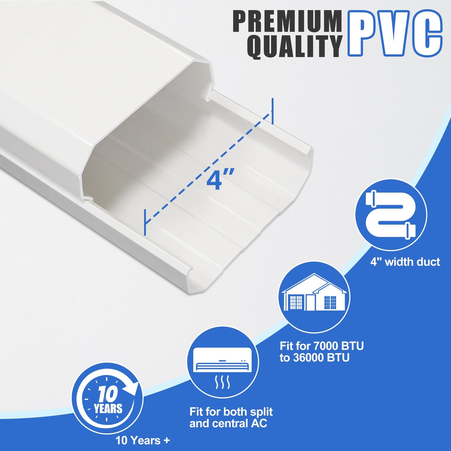 SUREPHON Mini Split Line Set Cover 4 Inch 13.5 Ft, Line Set Cover Kit for Mini Split with Flexible Duct, Universal DIY Paintable Decorative Cover for Minisplit Air Conditioner, HVAC and Heat Pump