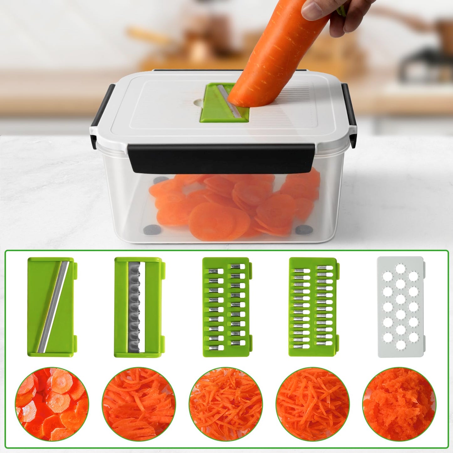 5 PCS Fruit storage Containers for Fridge with Removable Colander and Chopper Set, Leakproof Food Storage Containers with lids, Dishwasher & Microwave Safe Produce Containers to Keep Fruits Fresh ﻿