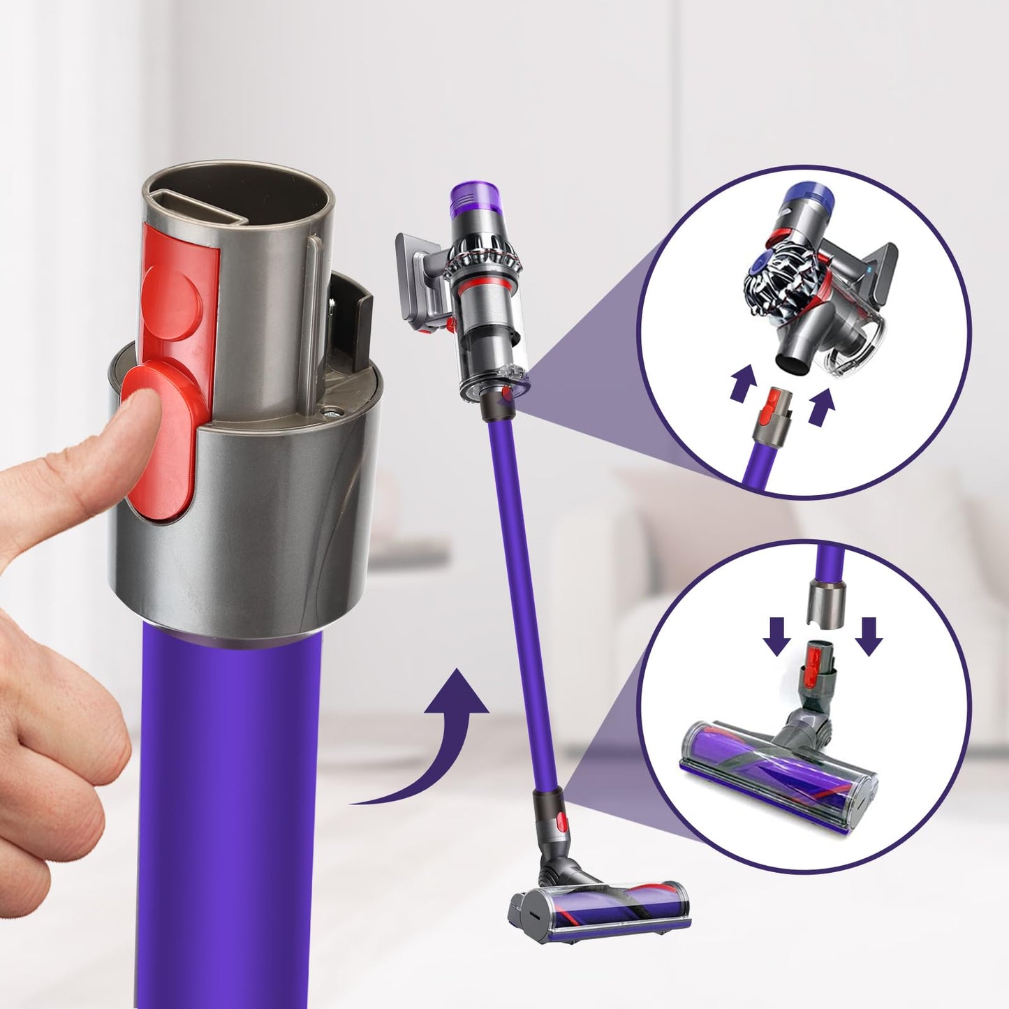 Pulyibo Extension Wand for Dyson Tube, Replacement Parts for Dyson Stick V15 V11 V10 V8 V7 Vacuum Cleaner, Replacement Wand Quick Release Wand 28.5 IN (Purple)