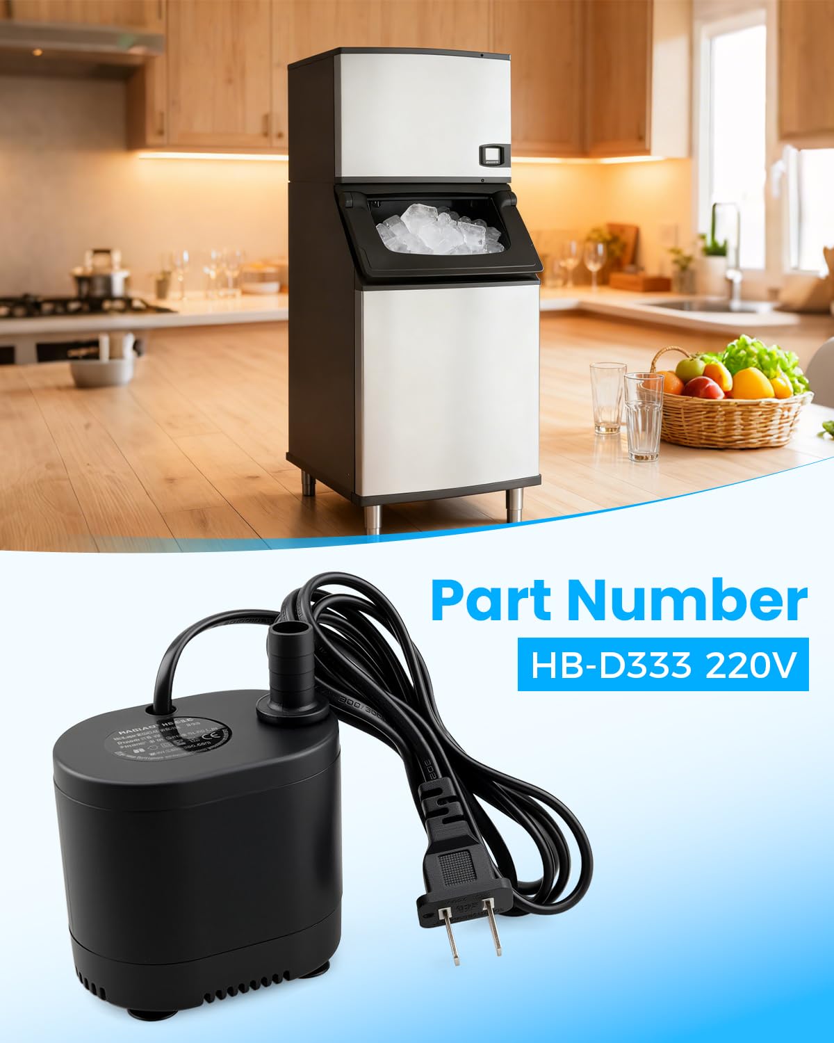 HB-D333 2Wire Submersible Pump Ice Machine/Air Cooler Pump 220V