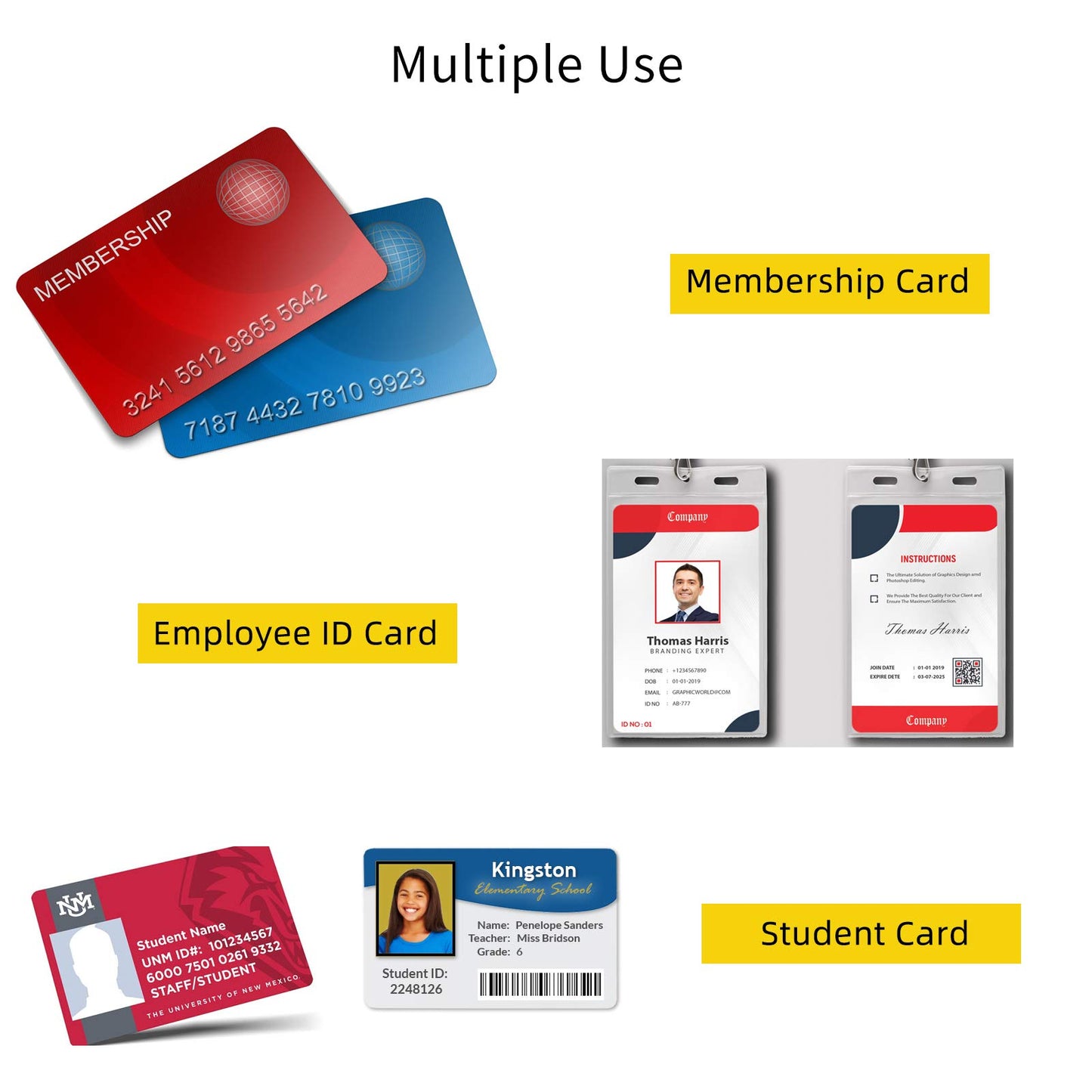 500 Pack Not NFC Blank PVC Cards - Premium Identity Card for ID Badge Printers Graphic Quality White Plastic CR80 30 Mil CR8030 Compatible with Most Photo ID Badge Printers (500)
