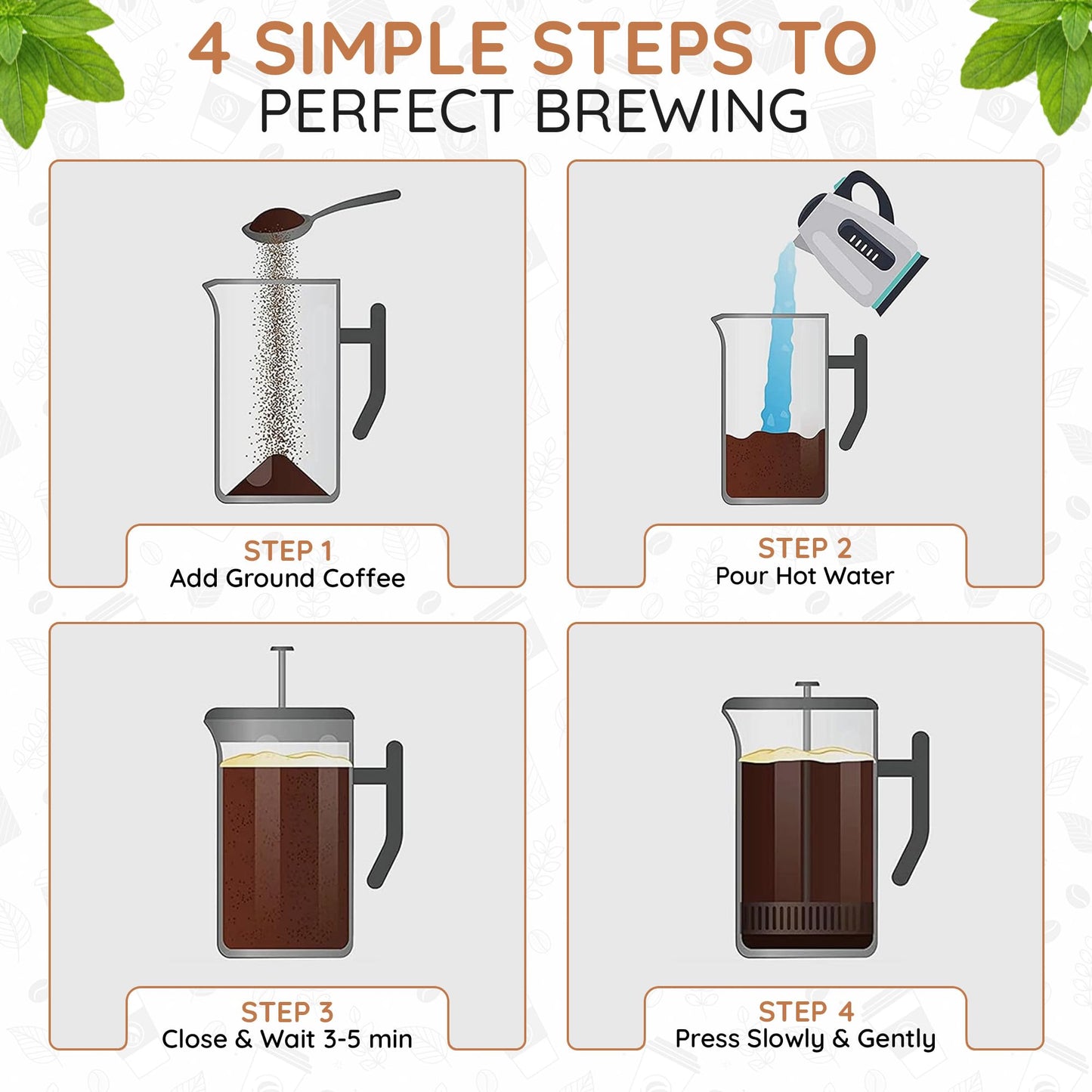 Filtered Blend 1.6L French Press Coffee Maker, 54oz Large Capacity French Press Stainless Steel Brewer with Double Filter Mesh for Kitchen Travel Camping, Hot & Cold Brew Coffee Maker Gifts (Black)