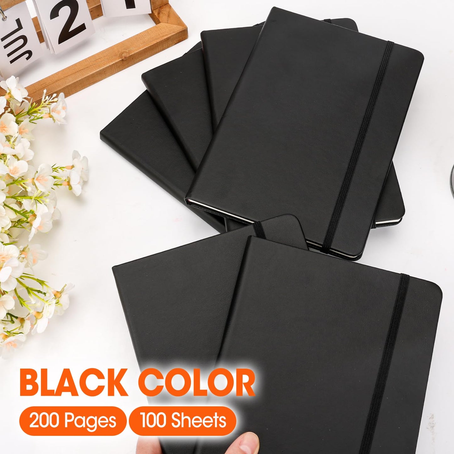 BGUP 24 Pack Lined Journal Notebook for Work, 200 Pages, Medium 5.5 in x 8.3 in, A5 College Ruled, Hardcover Journaling Notebooks for Writing, Note Taking, Fit for Business Work School Home (Black)