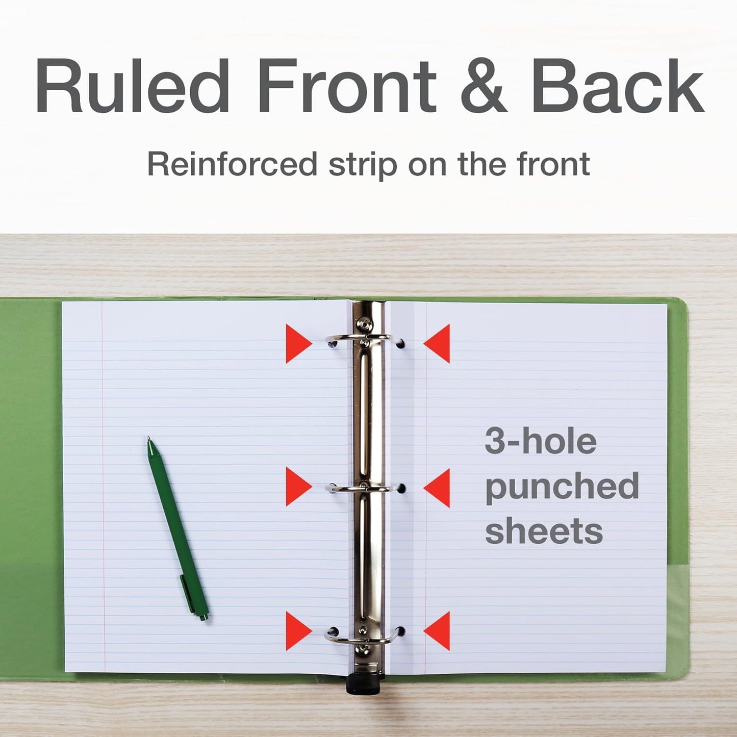 Oxford Reinforced Filler Paper, 8.5 x 11 Inch, College Rule, 3 Hole Punched, Lined Loose Leaf Paper for Ring Binders, 500 Sheets, White (1002097)