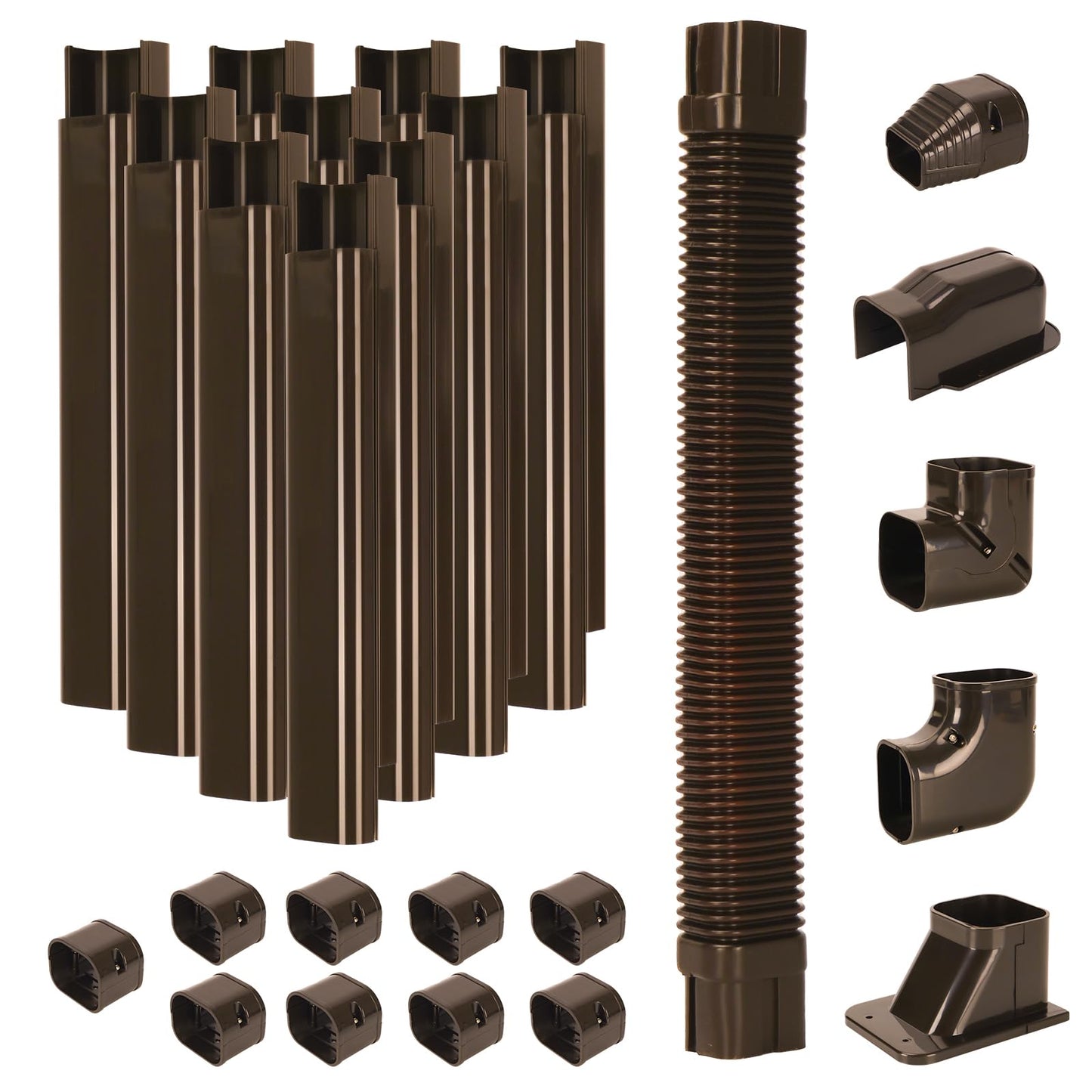 HOXHA 3" W 16.1Ft L Brown Line Set Cover Kit for Mini Split Air Conditioners Decorative PVC Slim Line Cover for Central AC & Heat Pumps Systems Tubing Cover