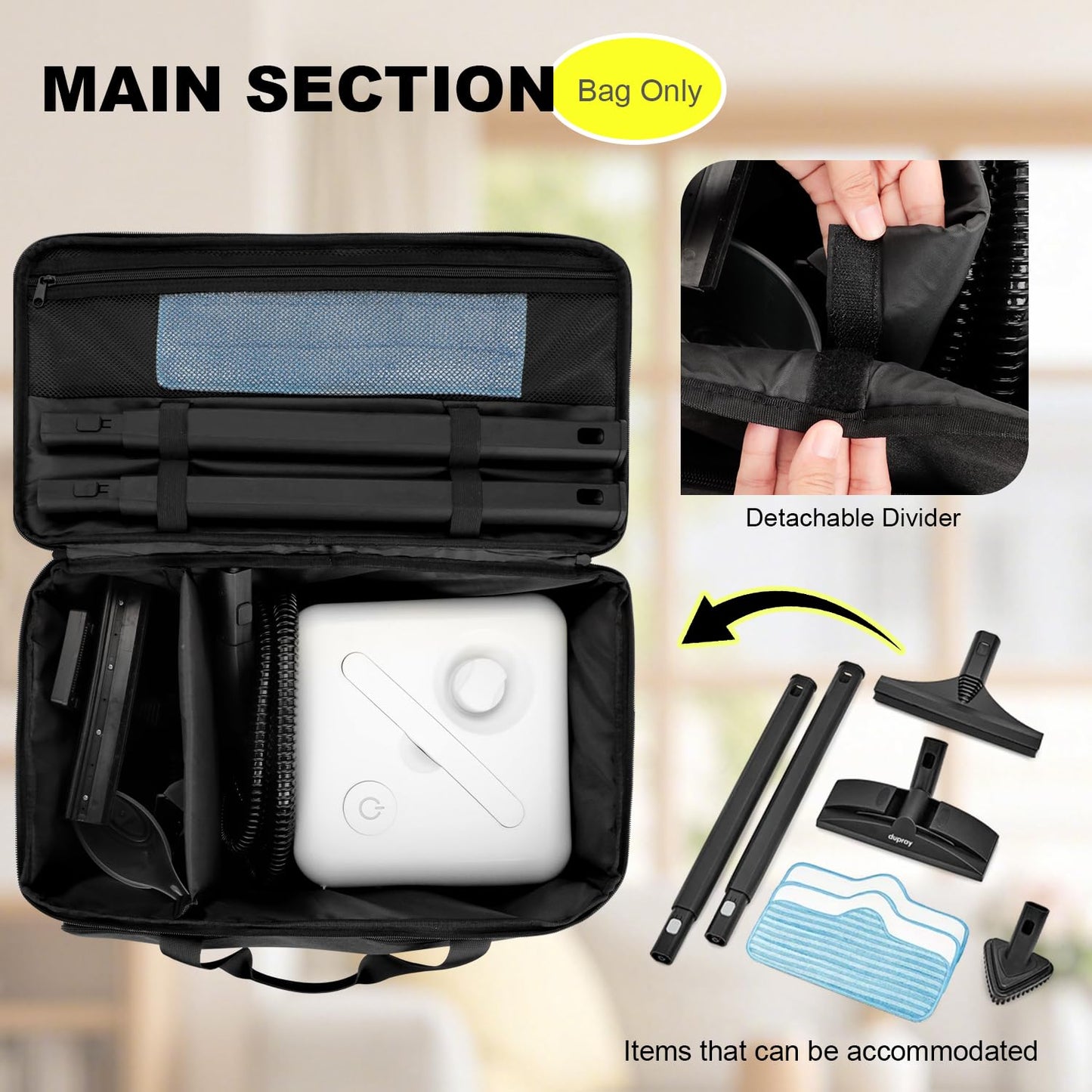 Steam Cleaner Storage Bag Compatible with Dupray Neat & Neat Plus Steam Cleaners, Dupray steam Cleaner Accessories, Portable Carrying Case with Large Capacity&Pockets, Home/Outdoor Organizer, Bag Only