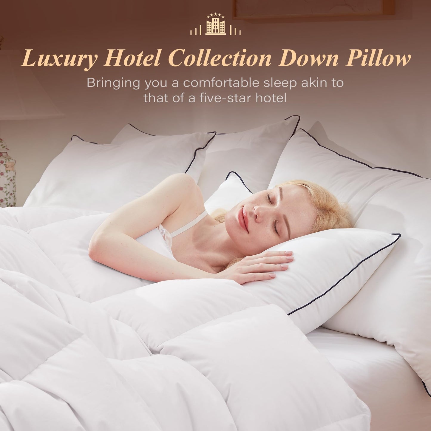 Cosybay Goose Feather Down Fiber Pillows Standard Size Set of 2, Luxury Bed Pillow for Sleeping, Ultra Soft Cover Hotel Collection Bed Pillows for Back,Stomach or Side Sleepers 20x26