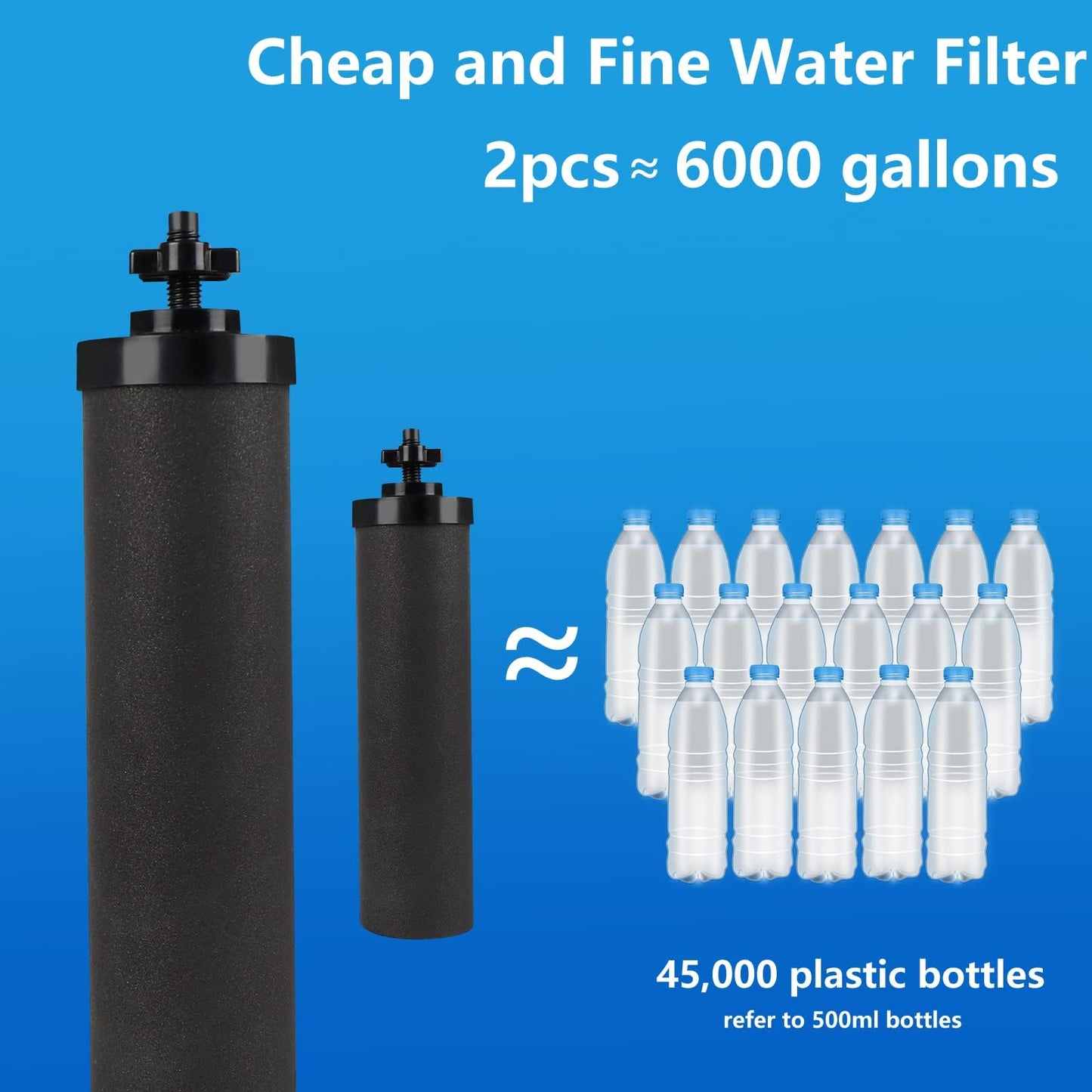 SUPER.BDACC Water Filter Silver Infused Replacement for Berkey® BB9-2® Black Carbon Block Filters System,Compatible with Berkey® Gravity Countertop Purification Elements,Pack of 4