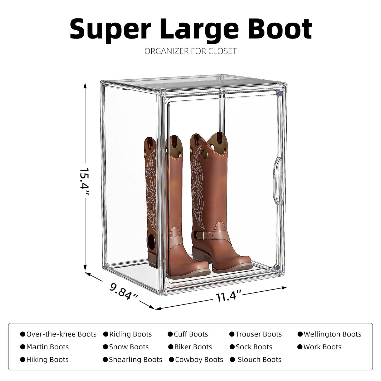 ZHAIXIAONIAN Boot Storage Organizer Tall Boots Boxes 3 Pack Clear Plastic Stackable Boot Organizers and Storage, Shoe Organizer Box, Shoe Bin Container, Acrylic Display Case for Entryway, Closet