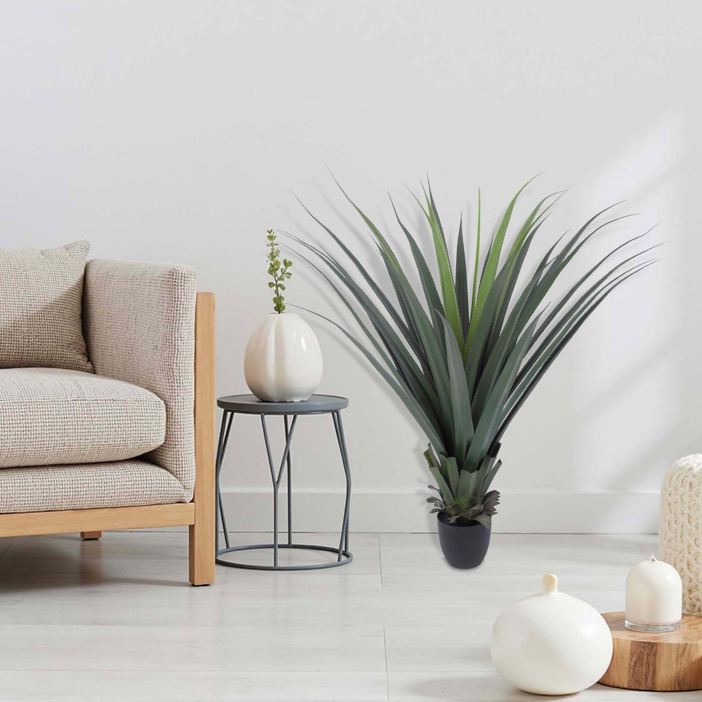 Logkity Artificial Spiked Agave Plant 40inch Faux Agave Plants for Front Porch Patio Indoor Outdoor Home Office Decor