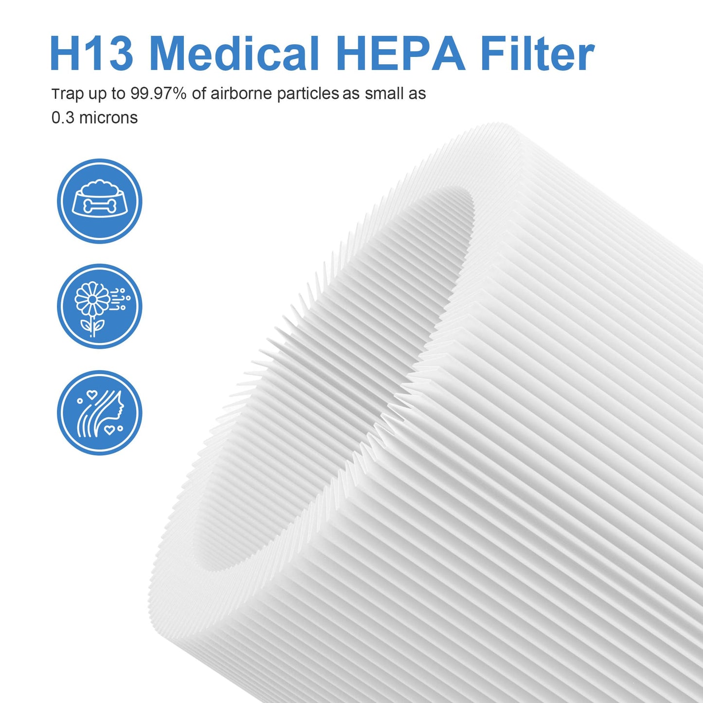 Premium Replacement Filter Compatible with Tenergy Renair, Cool-Living CL-6070A, Beaba, Tredy TD-1300 Air Purifier for Home Large Room, 2 Packs