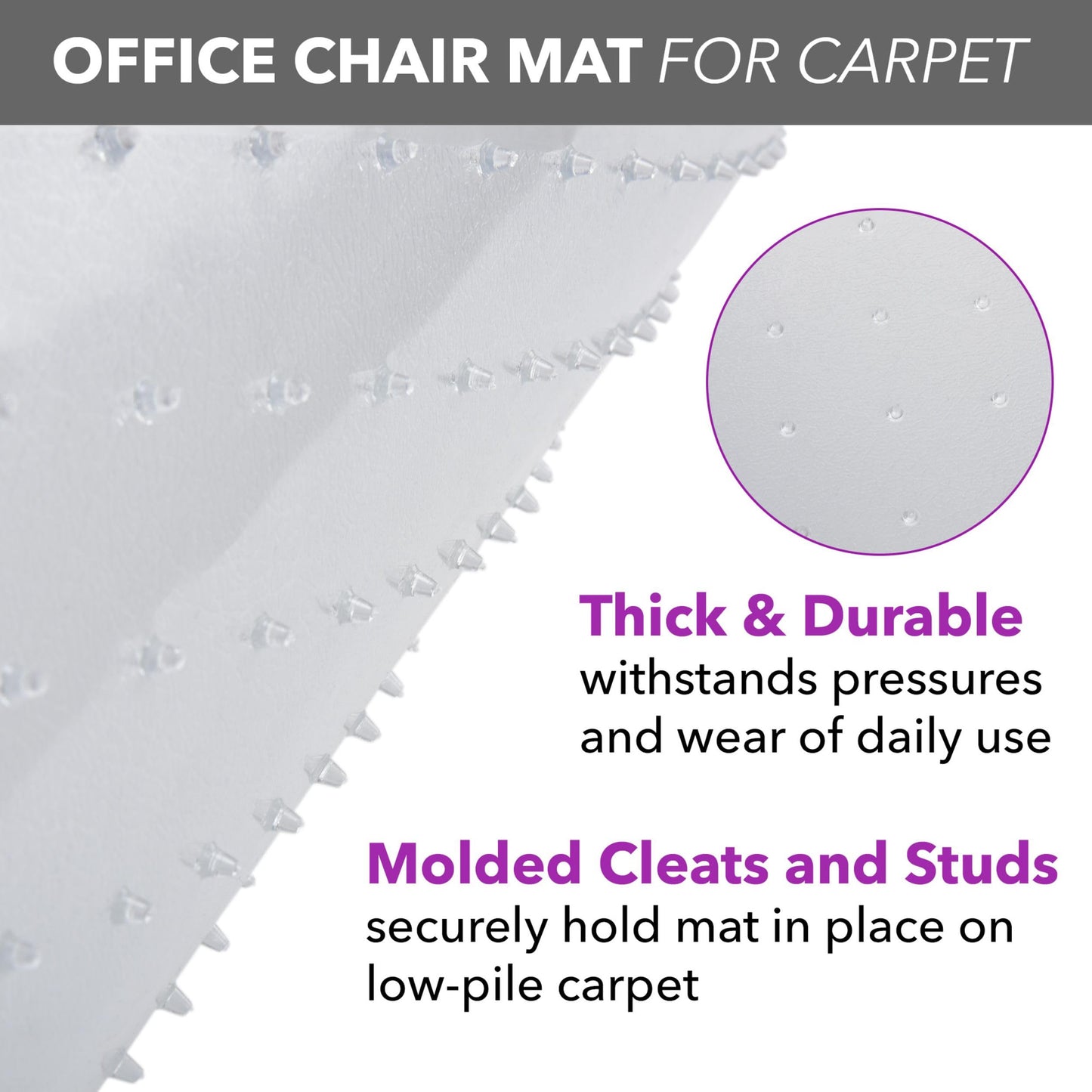HON Office Chair Mat for Carpet, Clear Desk Mat with Extended Lip for Rolling Computer Chairs, Heavy Duty Vinyl Floor Protector for Low Pile Carpet, 36 x 48 in, Clear