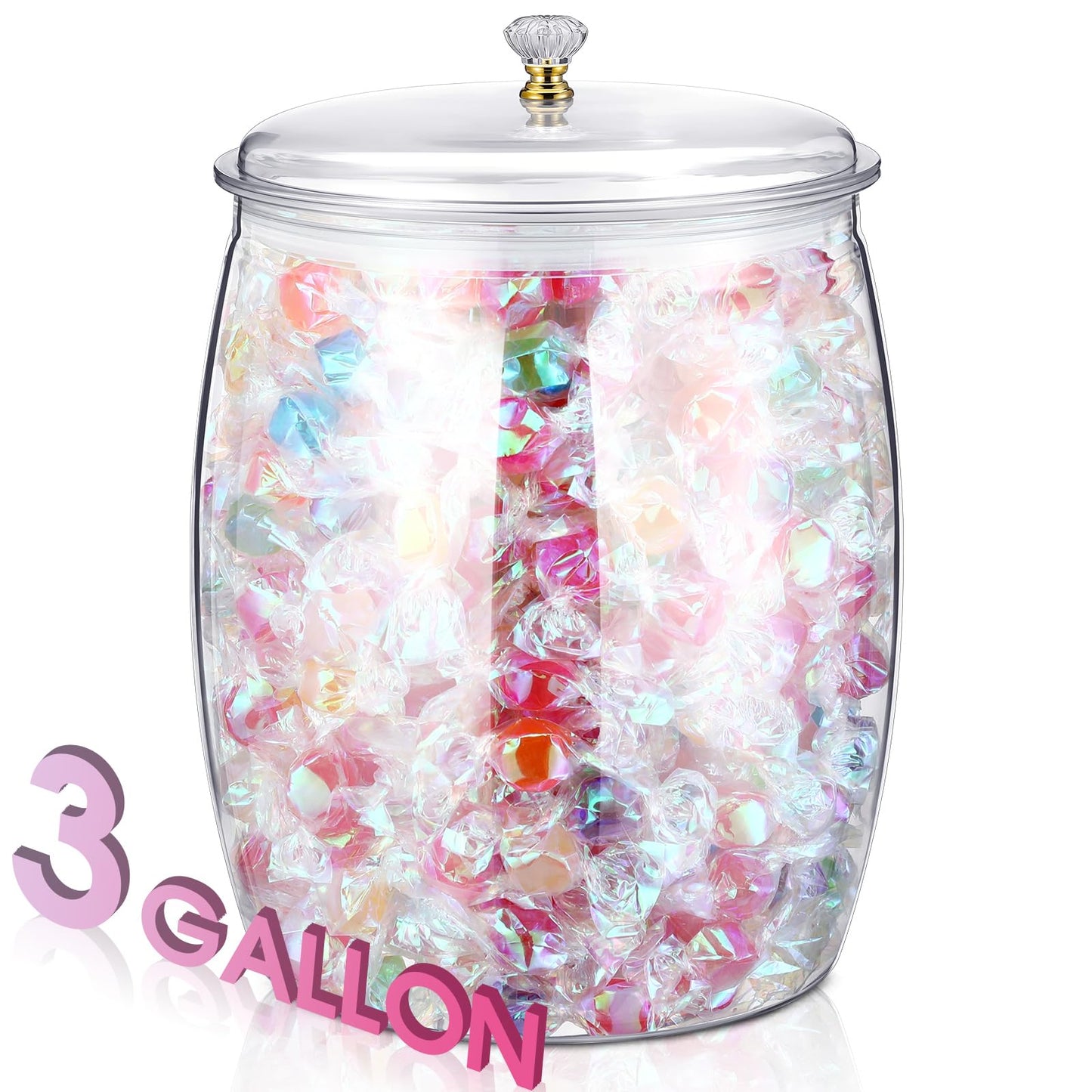 Nuogo 3 Gallon/384 oz Large Candy & Cookie Jar with Lid Plastic Apothecary Jars Large Food Storage Container Unbreakable Kitchen Storage for Cookie, Candy, Snack and Dried Foods DIY Gift