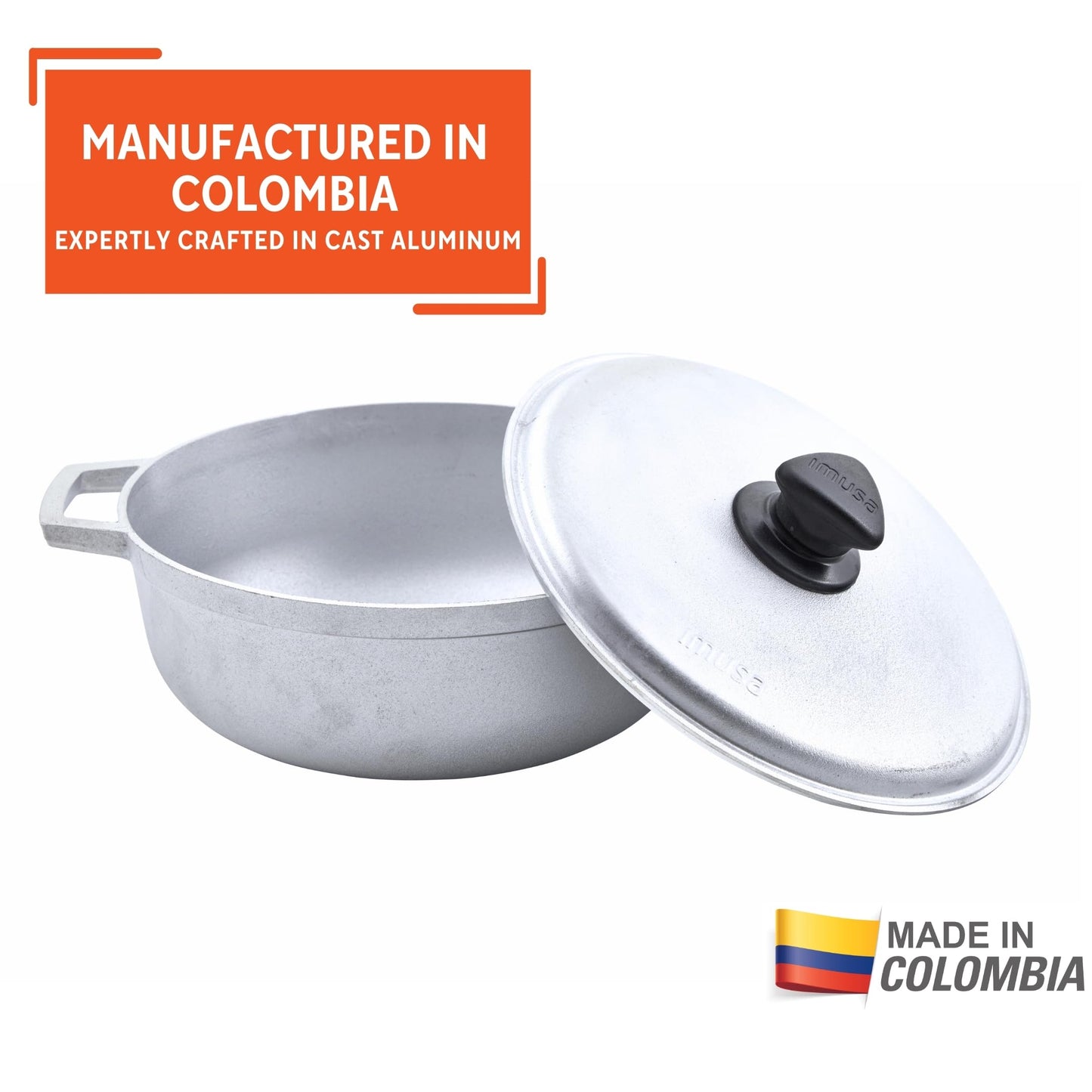 IMUSA Traditional Caldero made in Colombia with Lid, 4.8 Quart, Silver