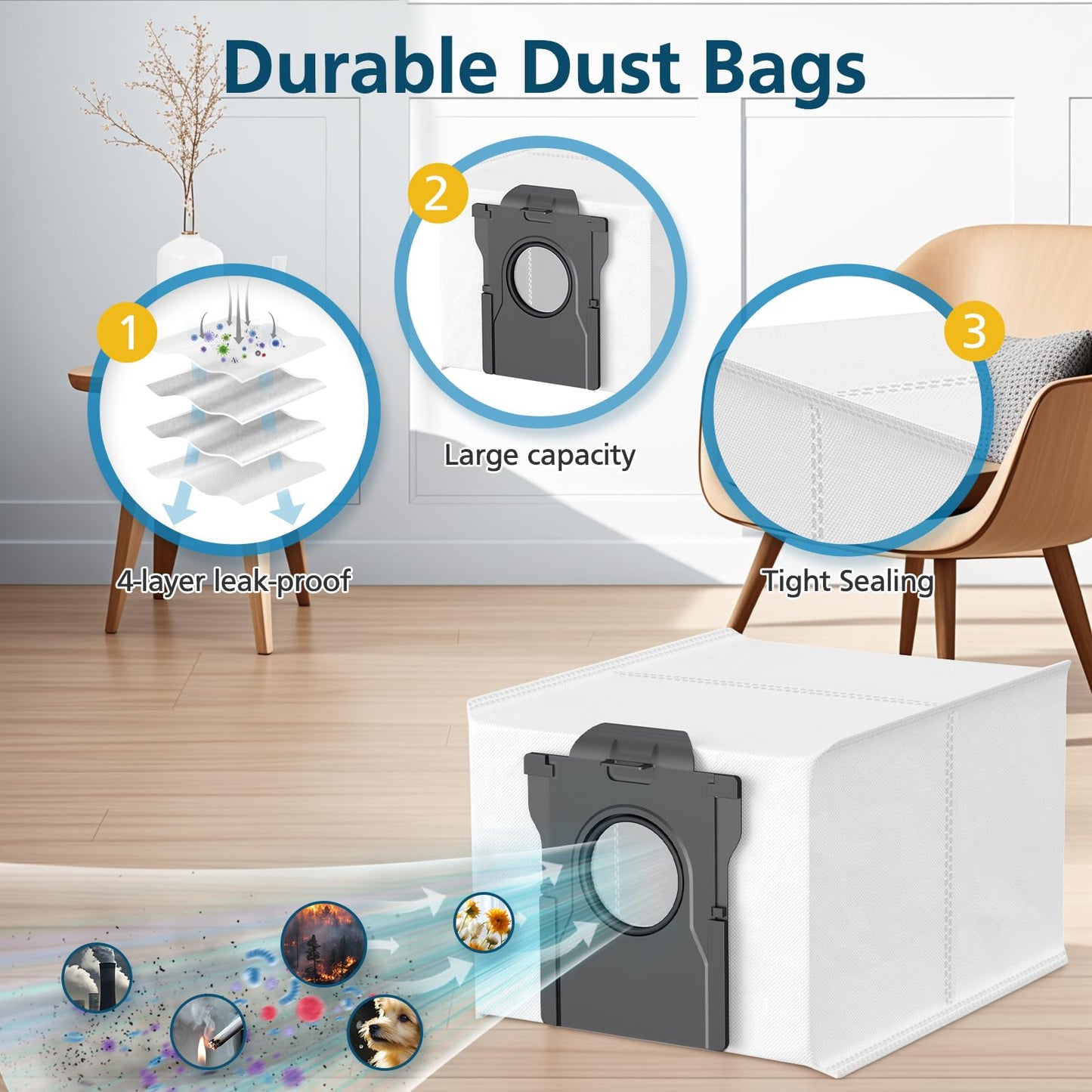 23 Pcs Replacement Parts for Dreame L10s Ultra Gen 2/ L10s Pro Ultra Heat/ X30 Ultra/Mova E30 Ultra Robot Vacuum and Mop, 2 Main Brush, 6 Mop Pads, 4 Dust Bags, 4 Filters, 6 Side Brush, 1 Clean Brush
