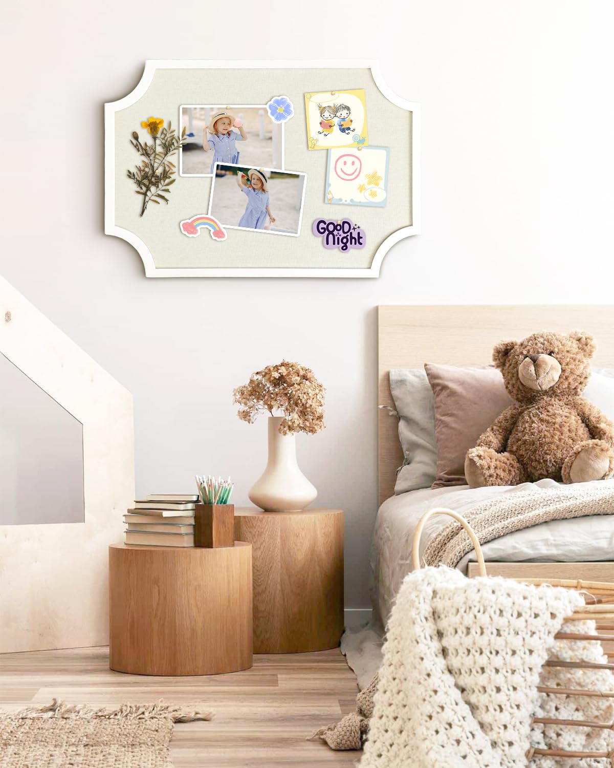 Linen Bulletin Board, Large 20"x30" Pin Board for Walls, Fabric Bulletin Board for Home Kitchen Office Decorative, White Frame Cork Board(White-5075)