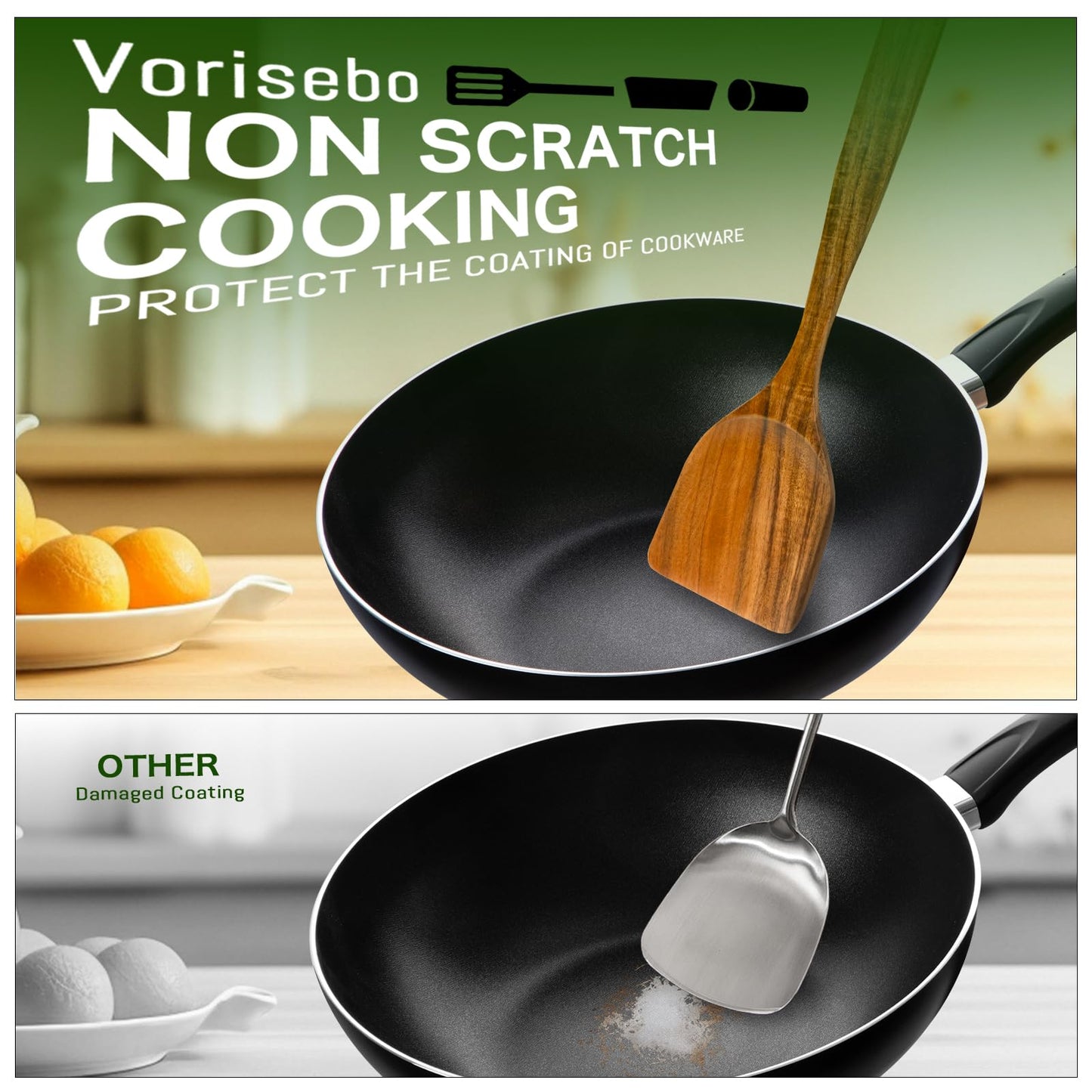 Vorisebo 12 Piece Wooden Spoons for Cooking, Natural Teak Wooden Utensils Set, Handmade Wood Kitchen Utensil Set with Holder and Spoon, Durable Nonstick, Comfort Grip Wood Cookware Tool