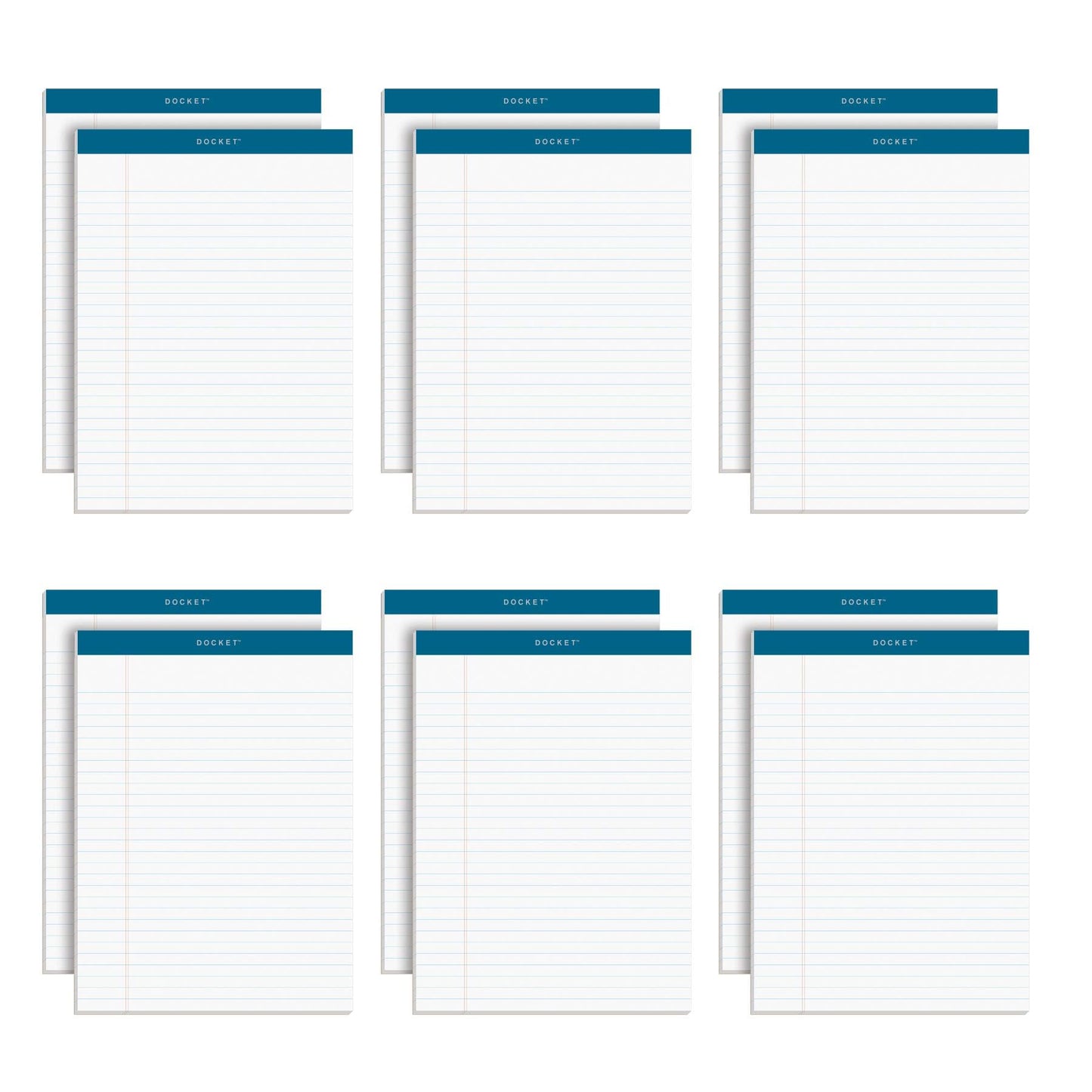 TOPS Docket Writing Pads, 8-1/2" x 11-3/4", Legal Rule, White Paper, 50 Sheets, 12 Pack (63410)