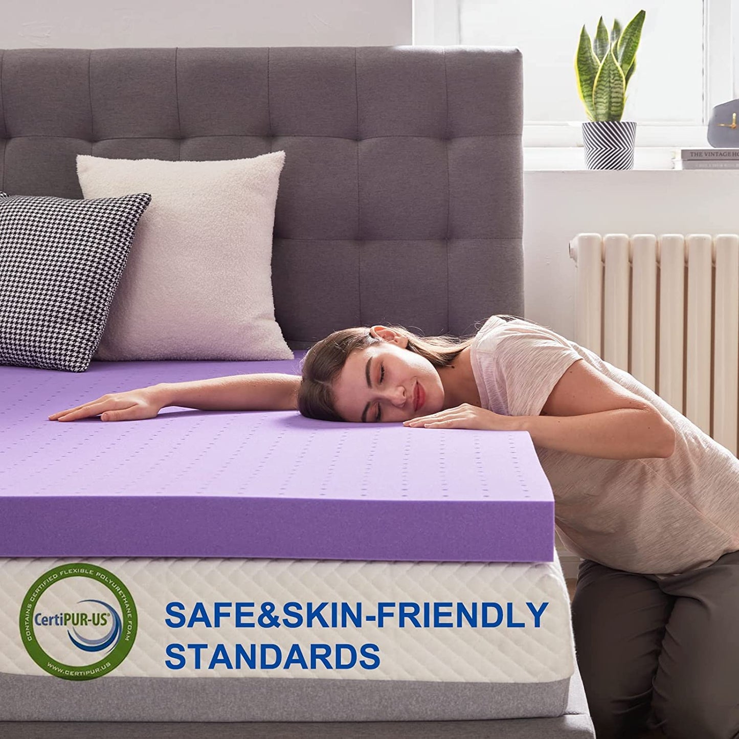 SINWEEK 1.5 Inch Gel Memory Foam Mattress Topper Ventilated Soft Pressure Relieve Mattress Pad, Breathable Bed Topper, CertiPUR-US Certified, Full Size