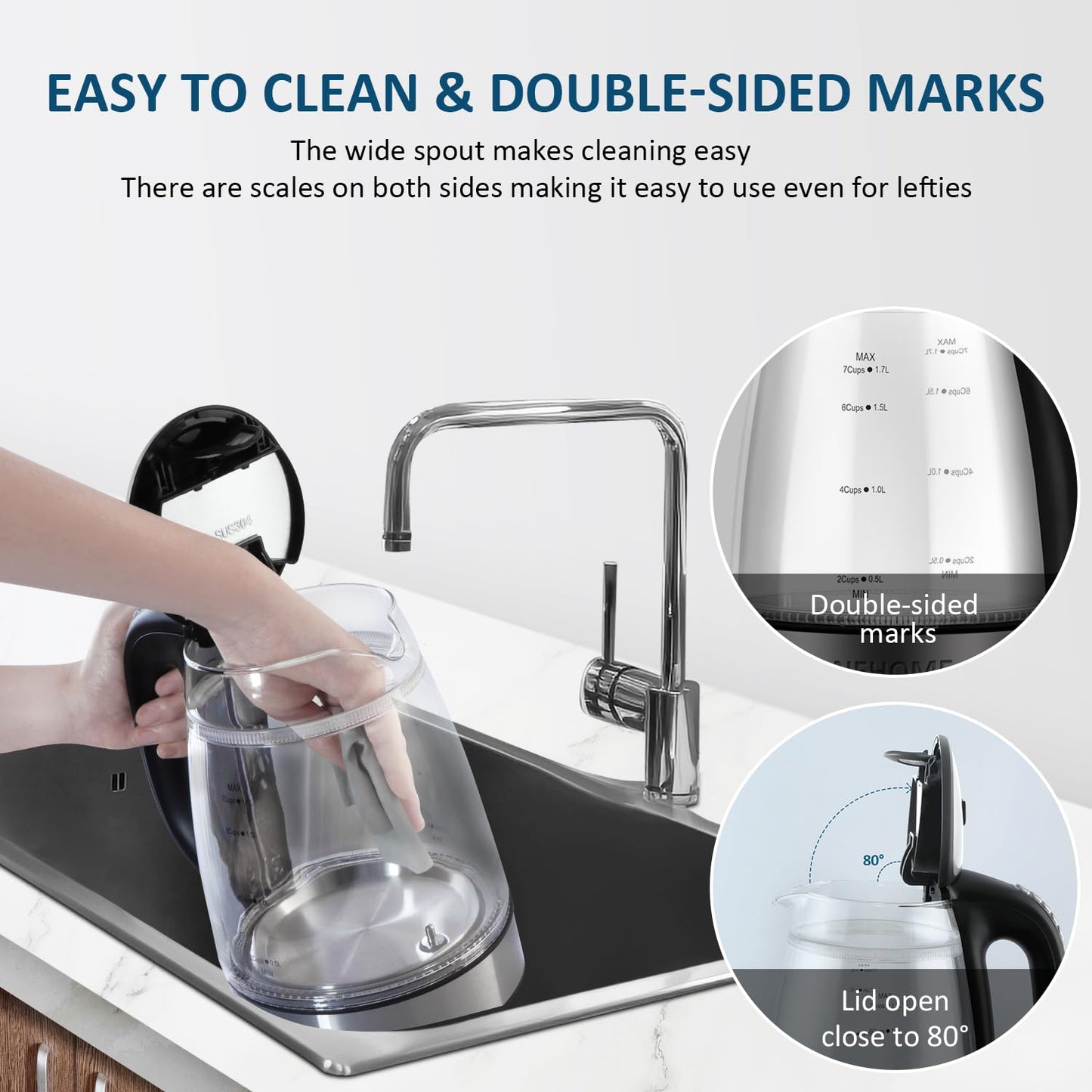 1500W Electric Kettle with Temperature Control - 6-Temp Presets for Tea/Coffee, Double Wall Cool-Touch, 4H Keep Warm, 1.7L Borosilicate Glass & BPA-Free, Fast Boil for Home/Office