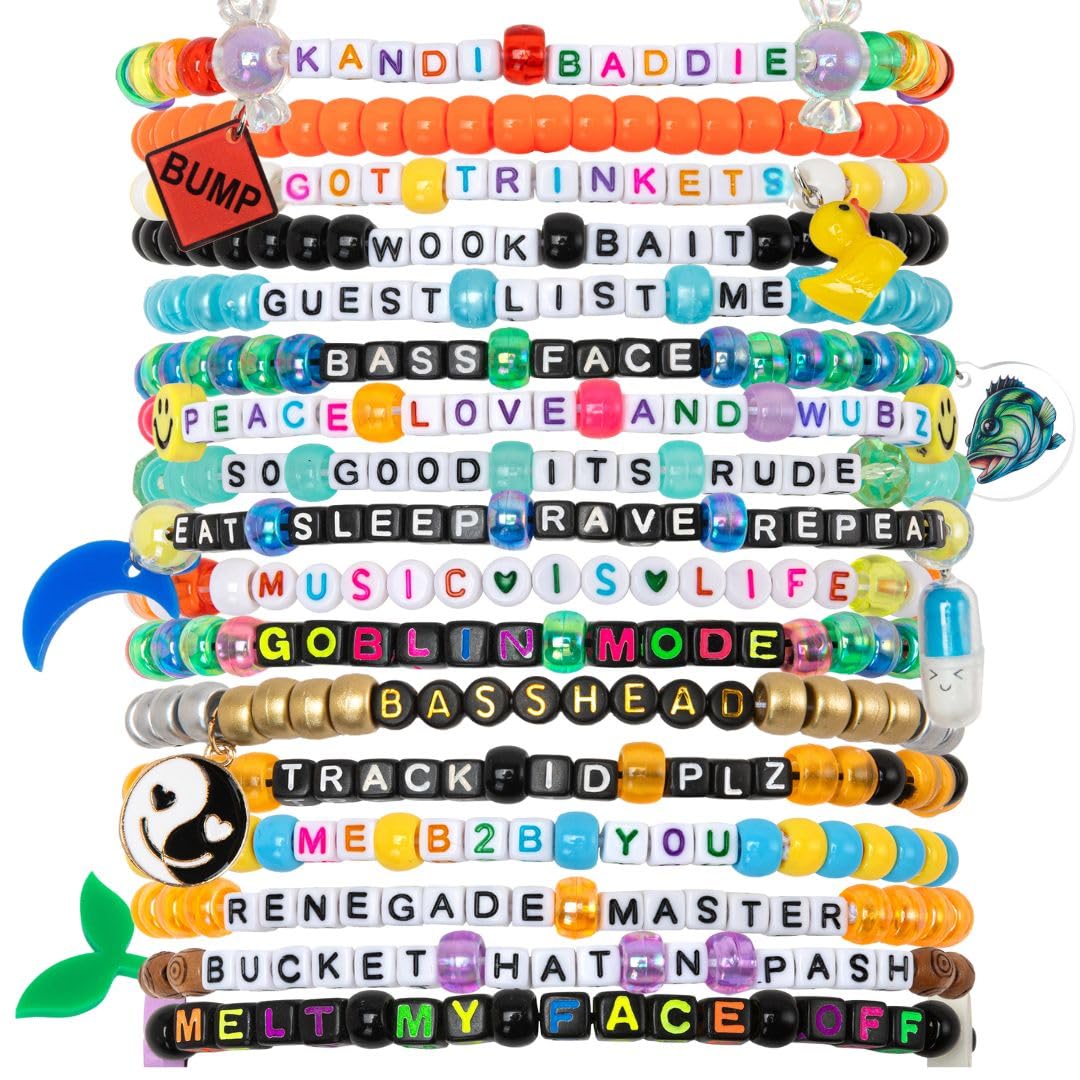 KANDI BAR 'EDM Life' Collection (16 Rave Bracelets)