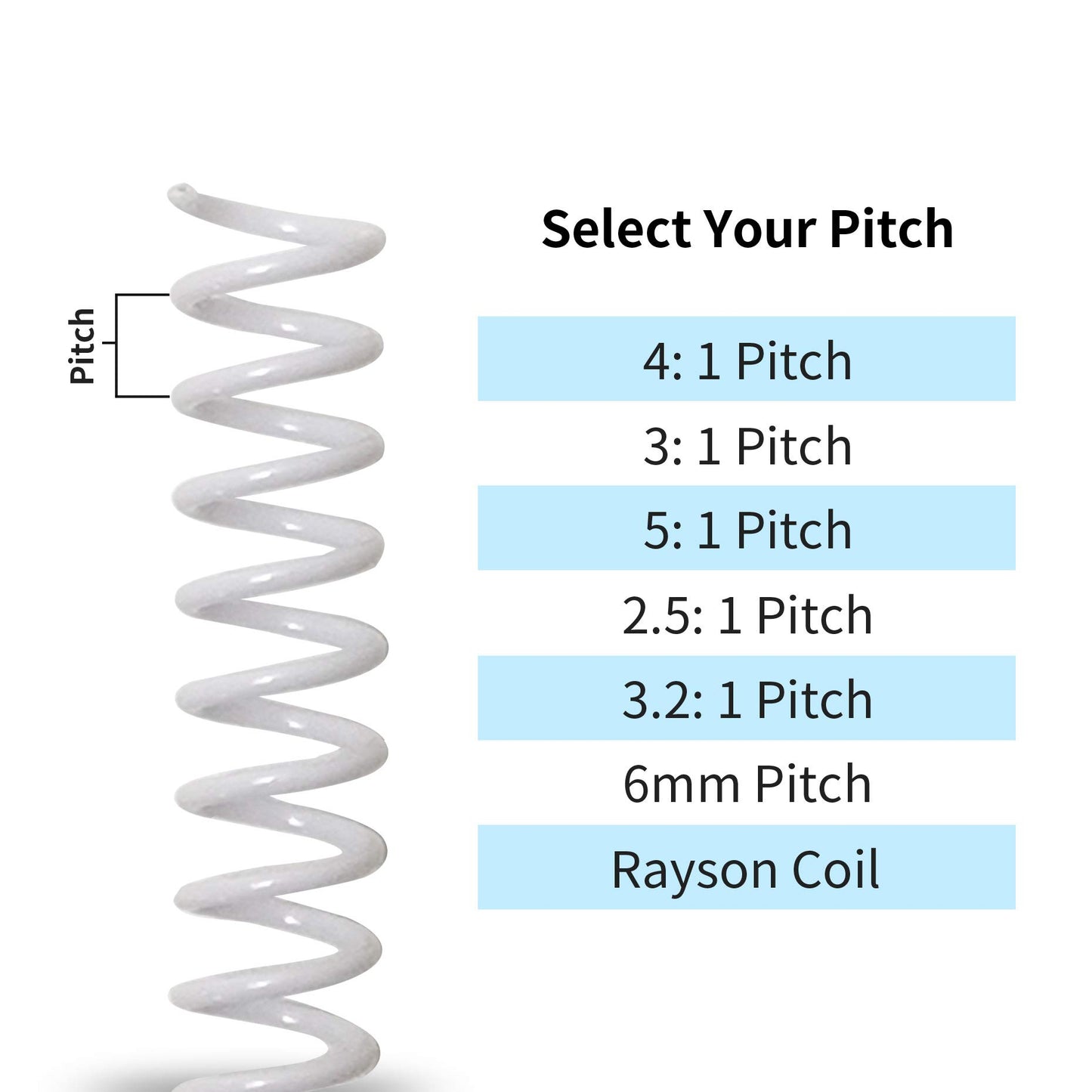Rayson Plastic Spiral Binding Coil 1-1/4" (31.8mm), 280 Sheets Capacity, 4:1 Pitch White Coil bindings Spines for Business and Educational Purposes, 50 Pack