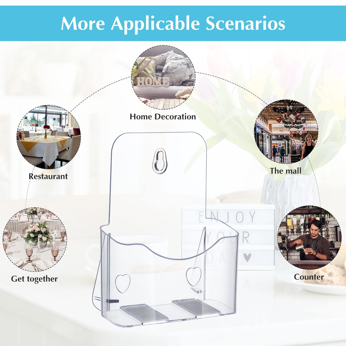 Chinco 10 Pack 6x8 Inch Acrylic Brochure Holders Bulk Commercial Menu Stands, Wall Mountable Display for School, Restaurants, Wedding, Literature, Pamphlets, Flyers and Trifold Documents