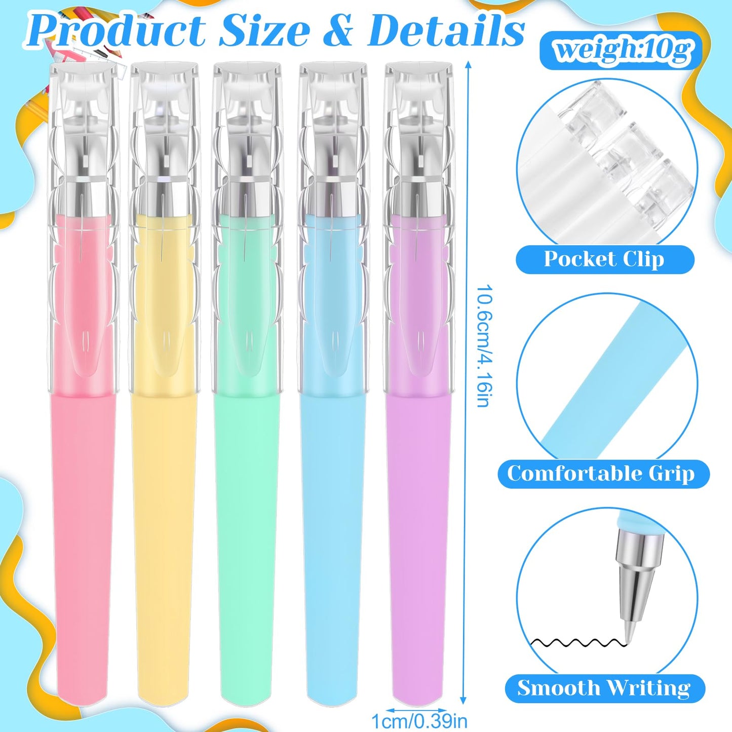Sayglossy 200 Pack Pocket Mini Pen Bulk 0.5mm Gel Pen Fine Point 4.16 Inch Pocket-sized, Quick-dry Smooth Writing for Journaling, Notebooks, Planner, Office Supplies(Macaron Color)
