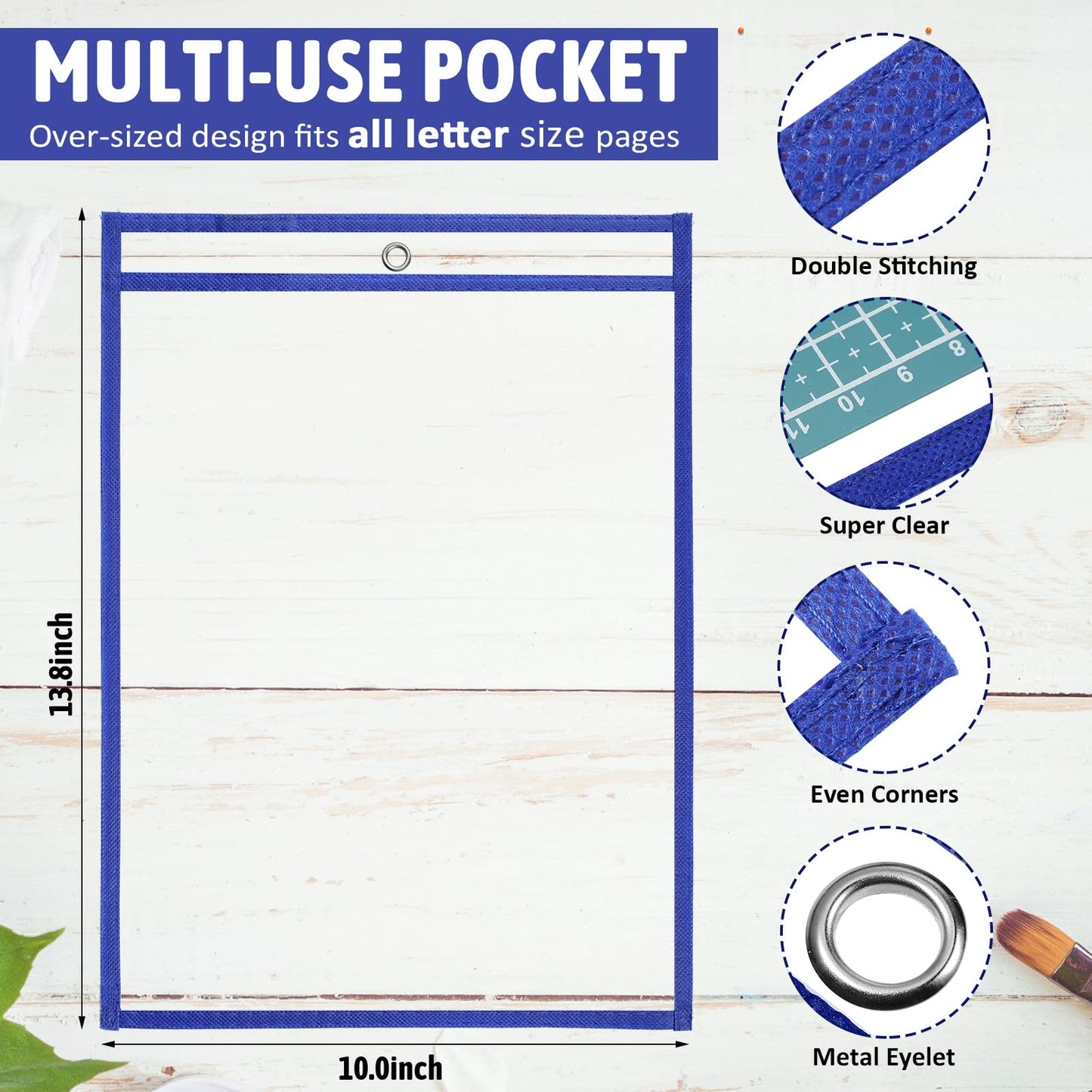 56 Pack Job Ticket Holders Reusable Dry Erase Pockets Plastic 10 x 13.8 Inch Shop Ticket Holders Sheet Protectors Job Order Pockets Teacher Supplies for Office Classroom Organization