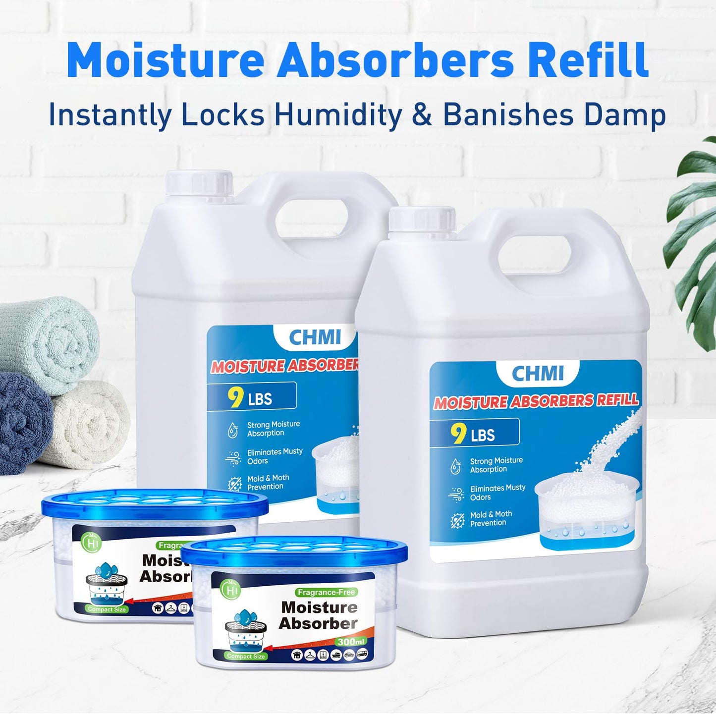 CHMI Moisture Absorber Refill Beads (18 LBS) – Universal Calcium Chloride Refills for Dehumidifier Buckets – High-Capacity Odor Eliminator for Basements, Closets, RVs & Laundry Rooms – Fragrance Free.