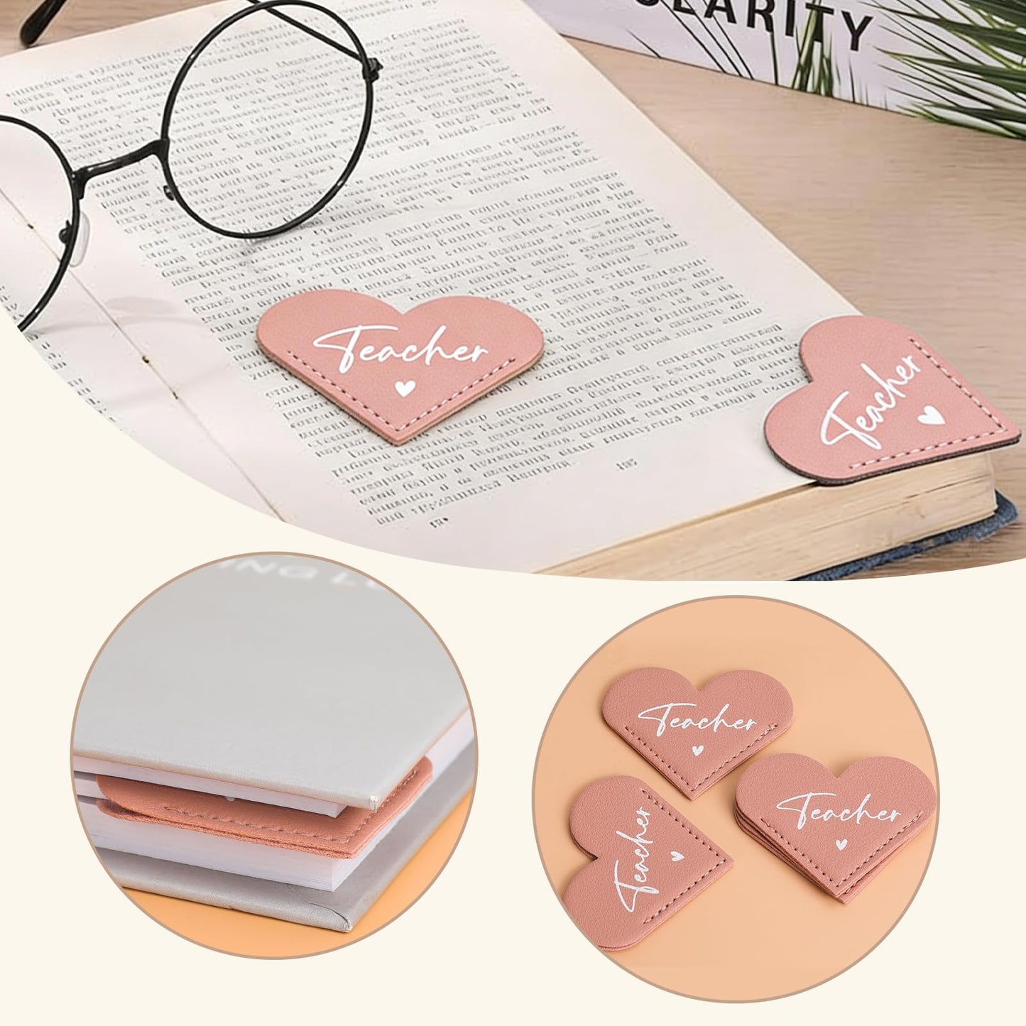 pengtai Teacher Appreciation Gifts for Women Set of 4,Teacher Appreciation Gifts in bulk,End of Year Teacher Gifts with Positive Dolls Crystal Keychains Heart Bookmarks