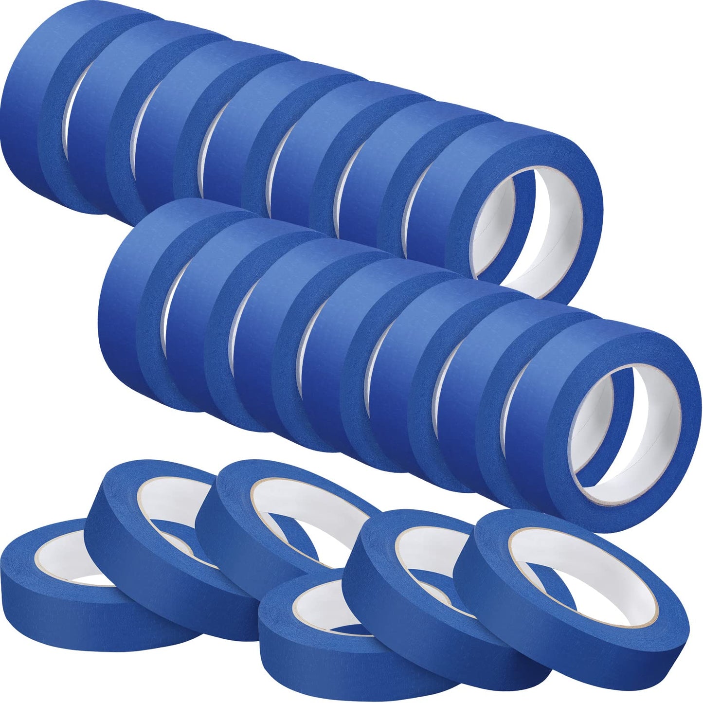Fainne 20 Rolls Blue Painters Tape Bulk Multi Pack Safe Paint Paper Masking Tape for Wall Painting Decoration Supplies (Blue,1 Inch X 55 Yards)