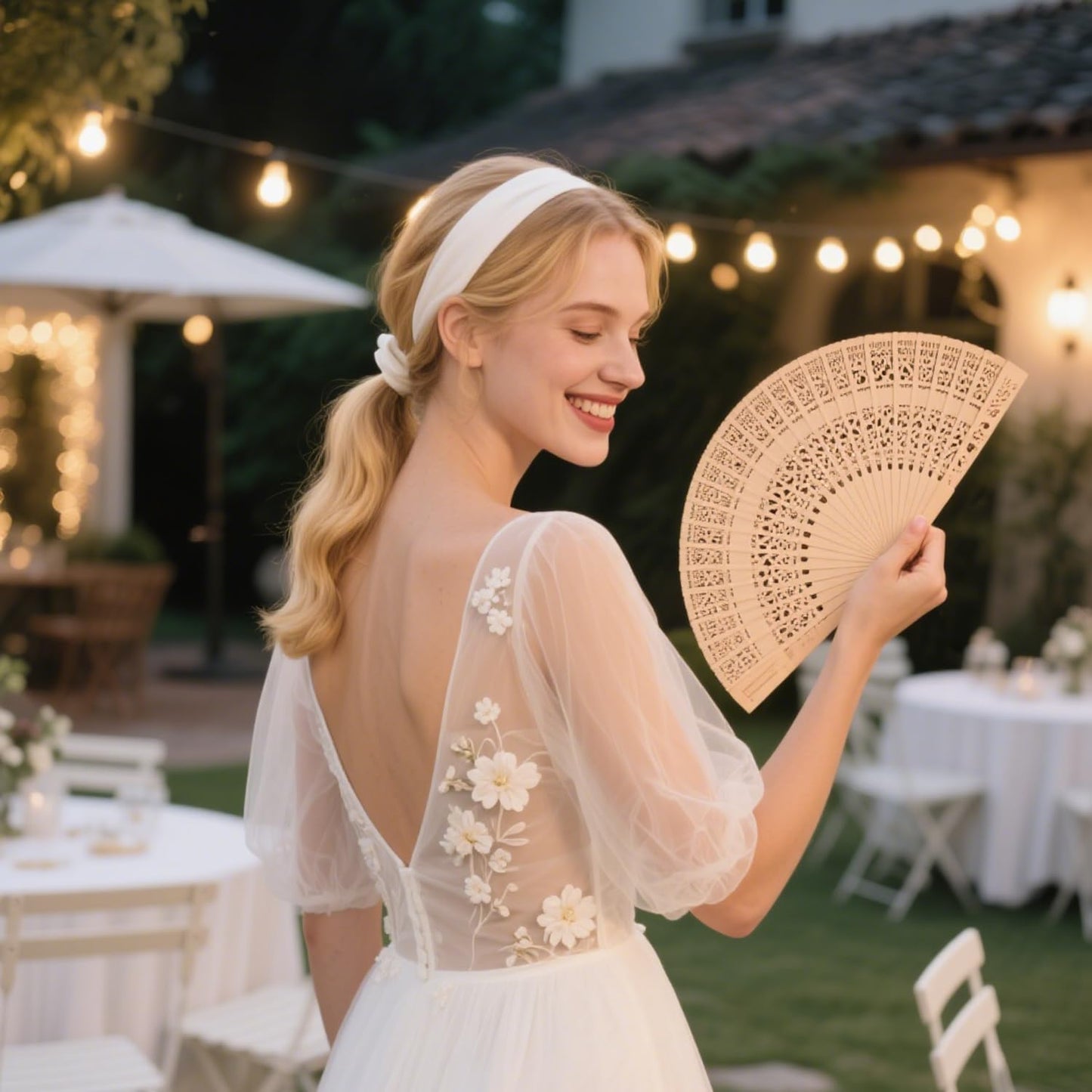 Wobe 60 Pack Sandalwood Fans Wedding Favors, Hand Held Folding Fans Wooden Openwork Personal Handheld Folding Fans for Wedding Party, Home Decorations Birthday Gift