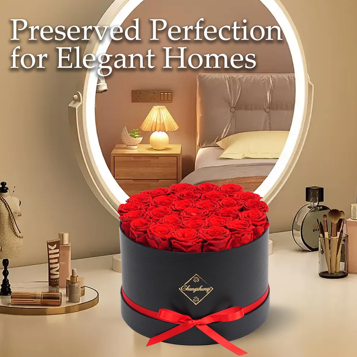 Changshunqi Forever Flowers Preserved Roses, 27 Roses Preserved Flowers in Box for Delivery Women Birthday Gifts Eternal Rose Flowers Gifts for Mom Grandma Her Wife Anniversary Mother's Day Girlfriend