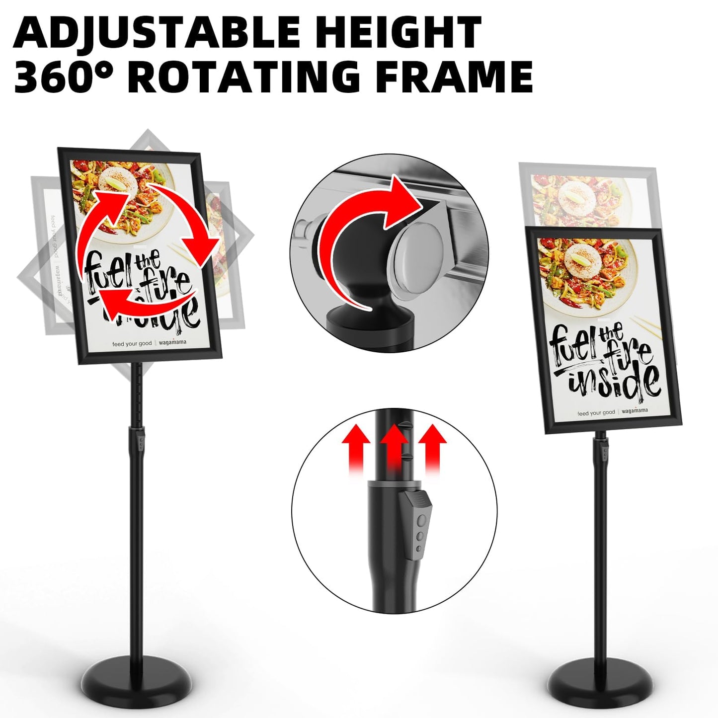 KOOV Sign Holder 8.5x11 inch-Adjustable Sign Stand for Display, Floor Standing Sign Holder Stand, Pedestal Heavy Duty Poster Stand with Round Base for Display, Advertisement, and Outdoor (2Pack)