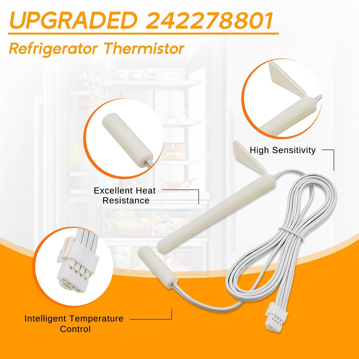 Upgraded 242303001 Air Damper Control Assembly and 242278801 Refrigerator Thermistor Compatible with Frigidaire, Crosley, White, Refrigerator Damper Assembly replaces 3016452 AP5788340 PS8746718
