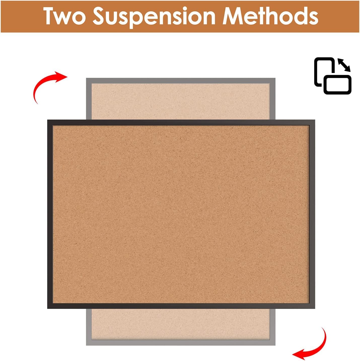 Board2by Cork Board Bulletin Board 24 x 36, Black Wood Framed 2x3 Corkboard, Office Board for Wall Cork, Large Wall Mounted Notice Pin Board with 16 Push Pins for School, Home & Office