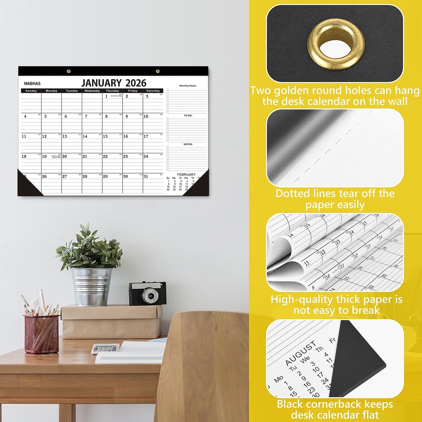Desk Calendar 2026-January 2026 to June 2027,3 PACK-2026 Desk calendar,18 Months,12x17 in,School Desk Calendar 2026,Office Calendar 2026-2027